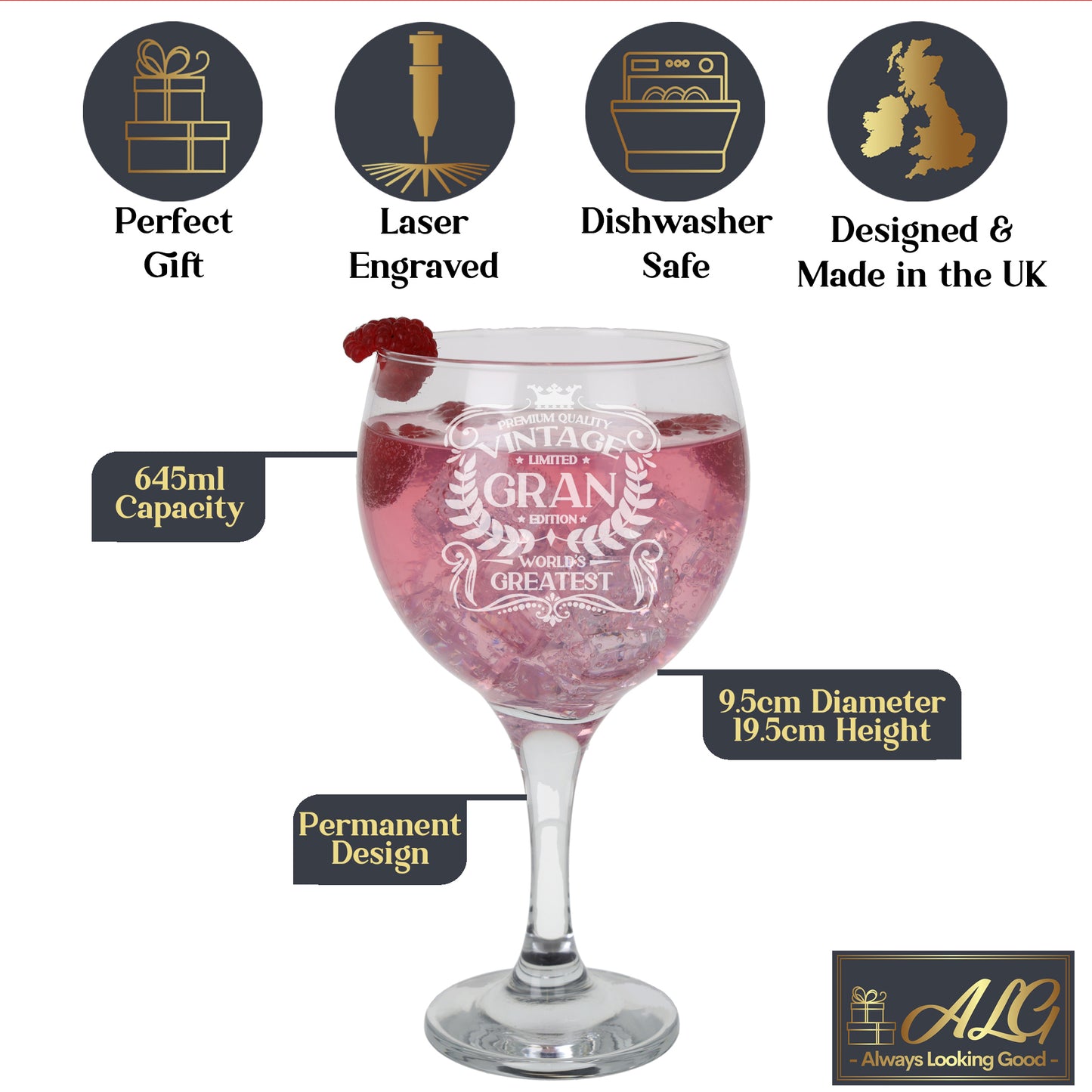 Vintage World's Greatest 'ANY RELATIVE' Engraved Gin Glass Gift