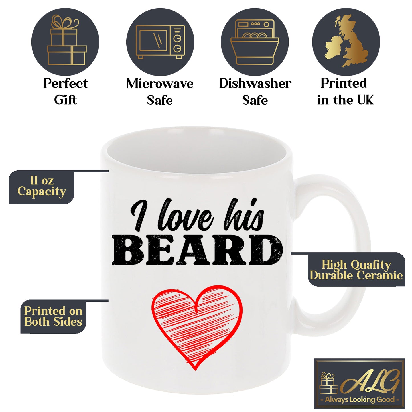 I Love His Beard / Her Butt Mug and/or Coaster Gift  - Always Looking Good -   