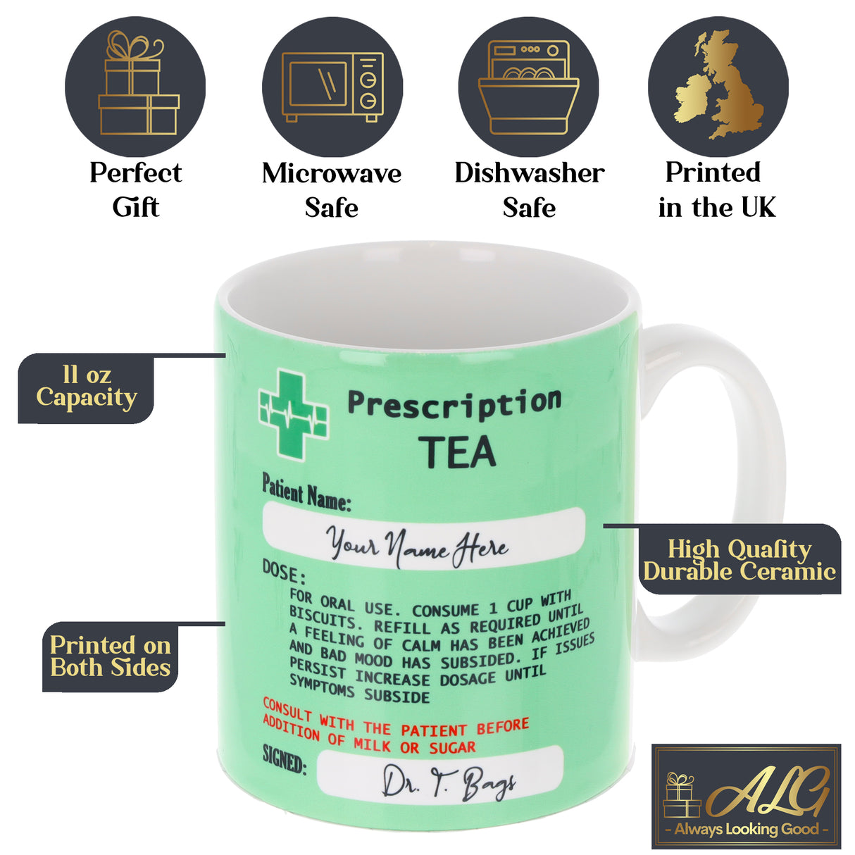 Personalised Prescription Tea Ceramic Mug – Funny Gift for Tea Lovers