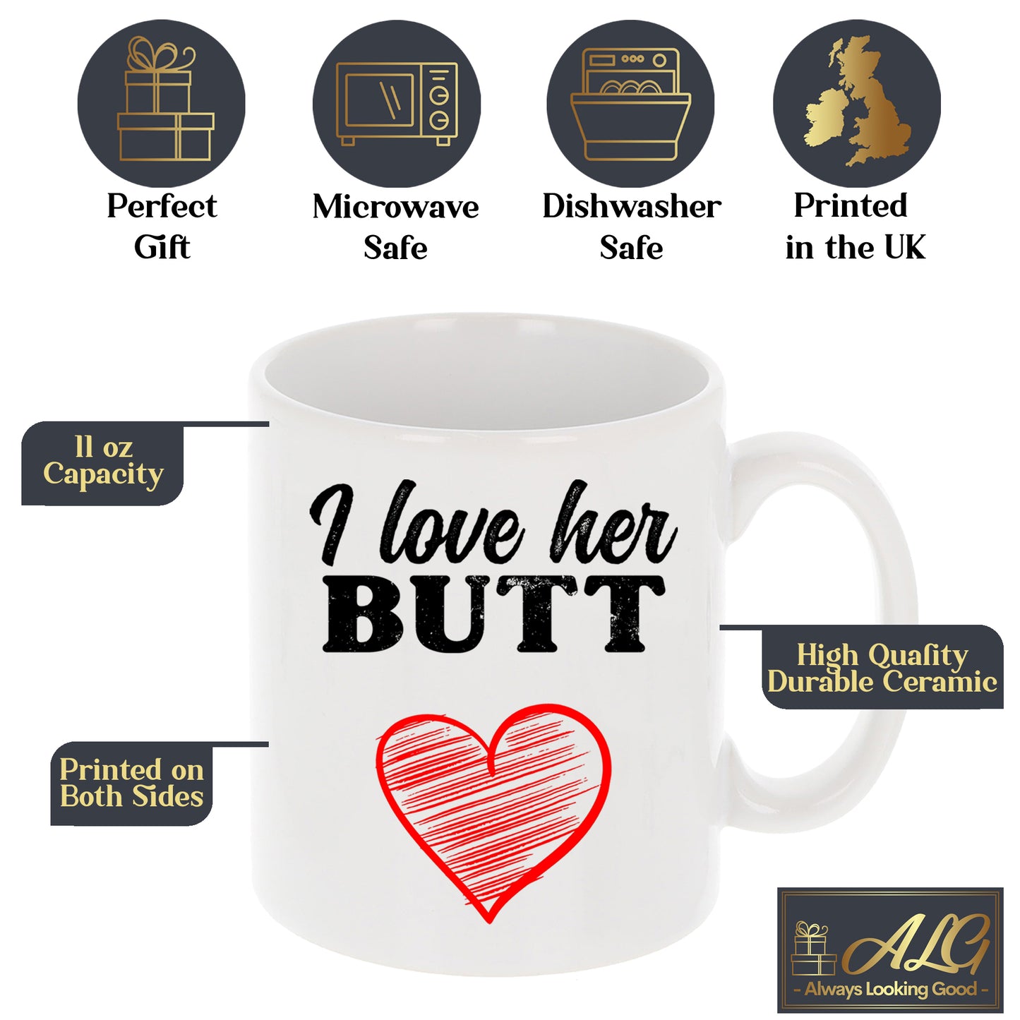 I Love His Beard / Her Butt Mug and/or Coaster Gift  - Always Looking Good -   