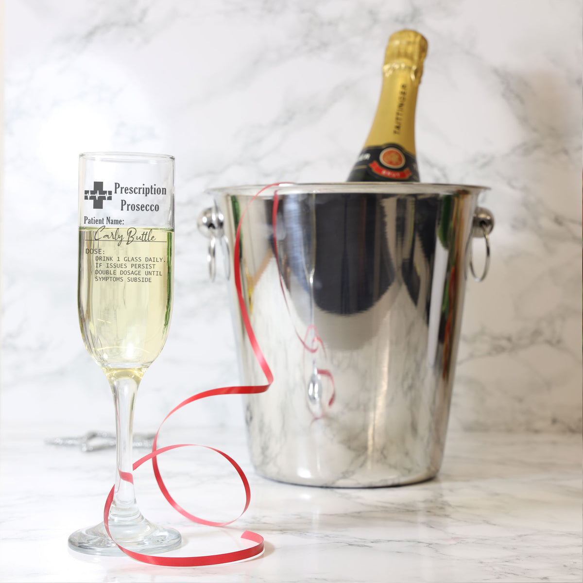 Personalised Prescription Prosecco Glass – Engraved Name