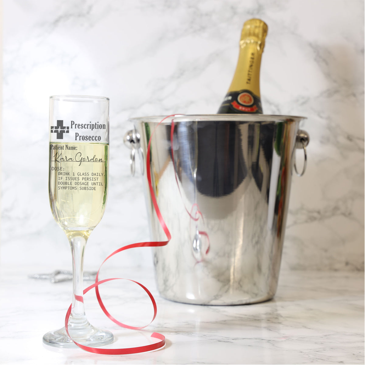Personalised Prescription Prosecco Glass – Engraved Name