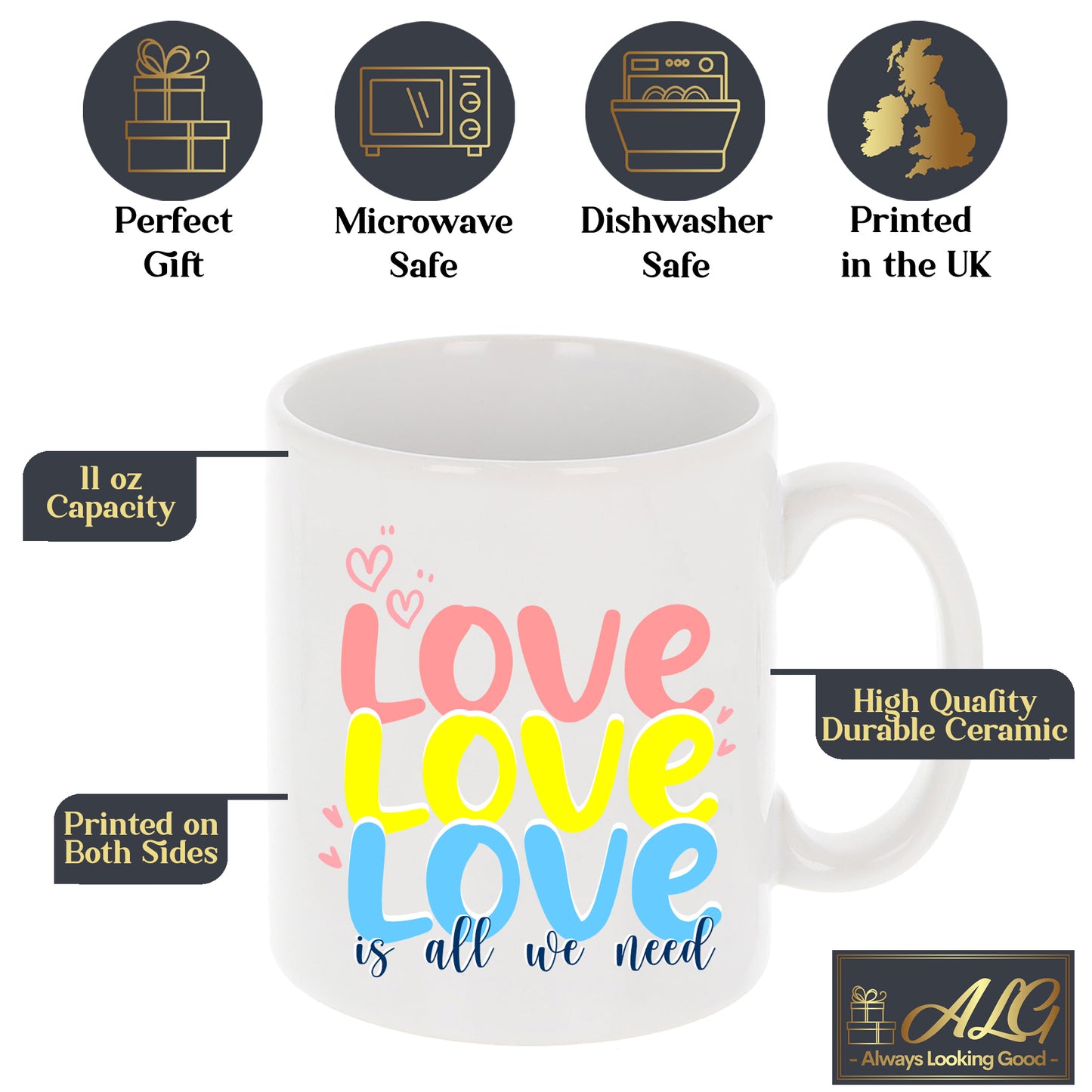 Love Is All We Need Mug and/or Coaster Gift - Always Looking Good -
