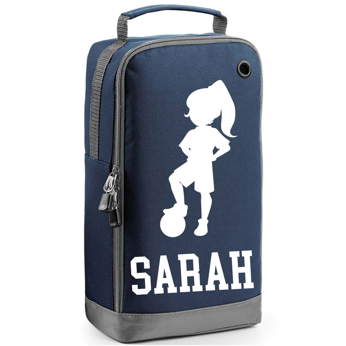 Football Boot Bag or Shoe Bag – Personalised with Name | Girl Footballer Design