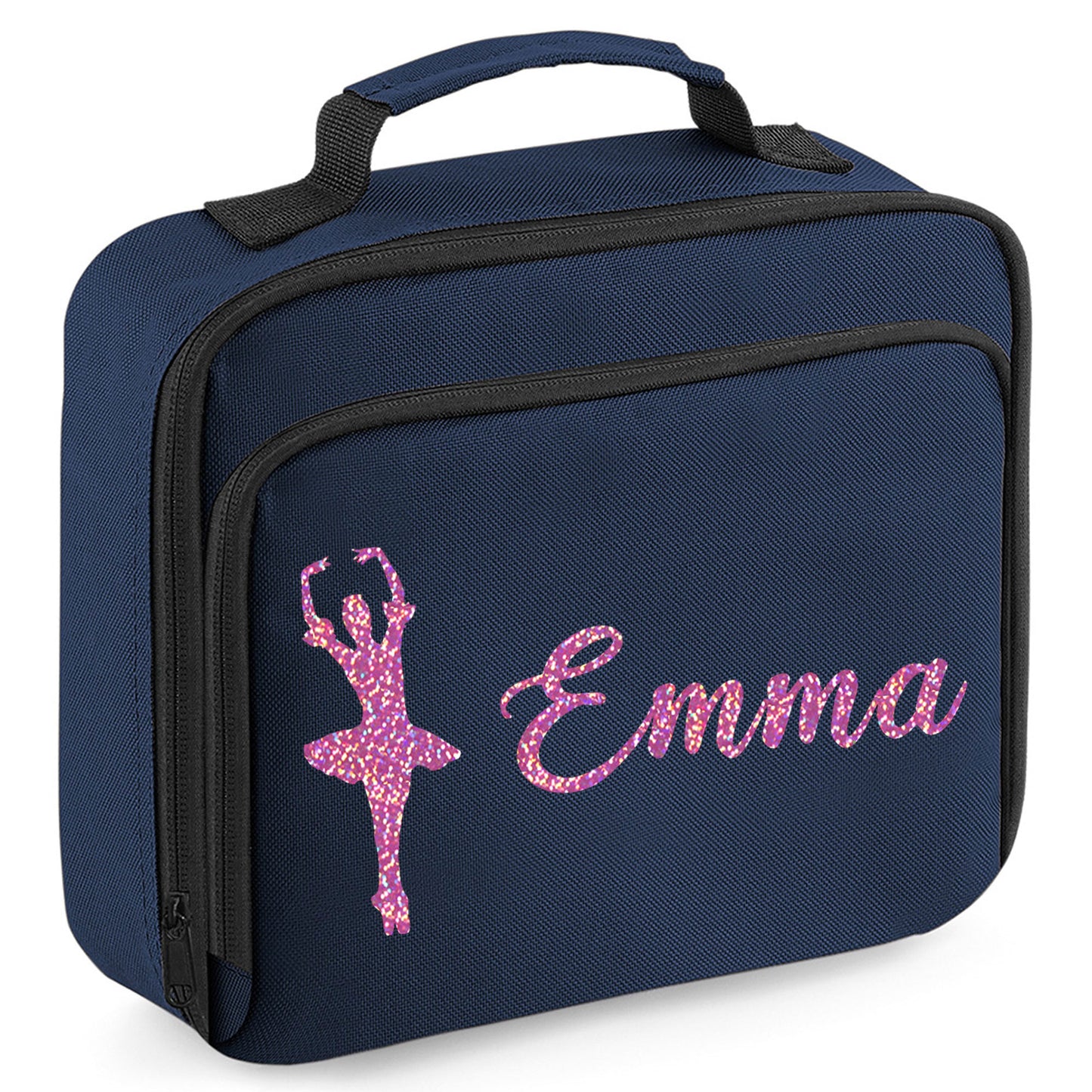 Personalised Lunch Bag with Ballet Design Childs School Lunch Box - Always Looking Good - Navy Ballerina