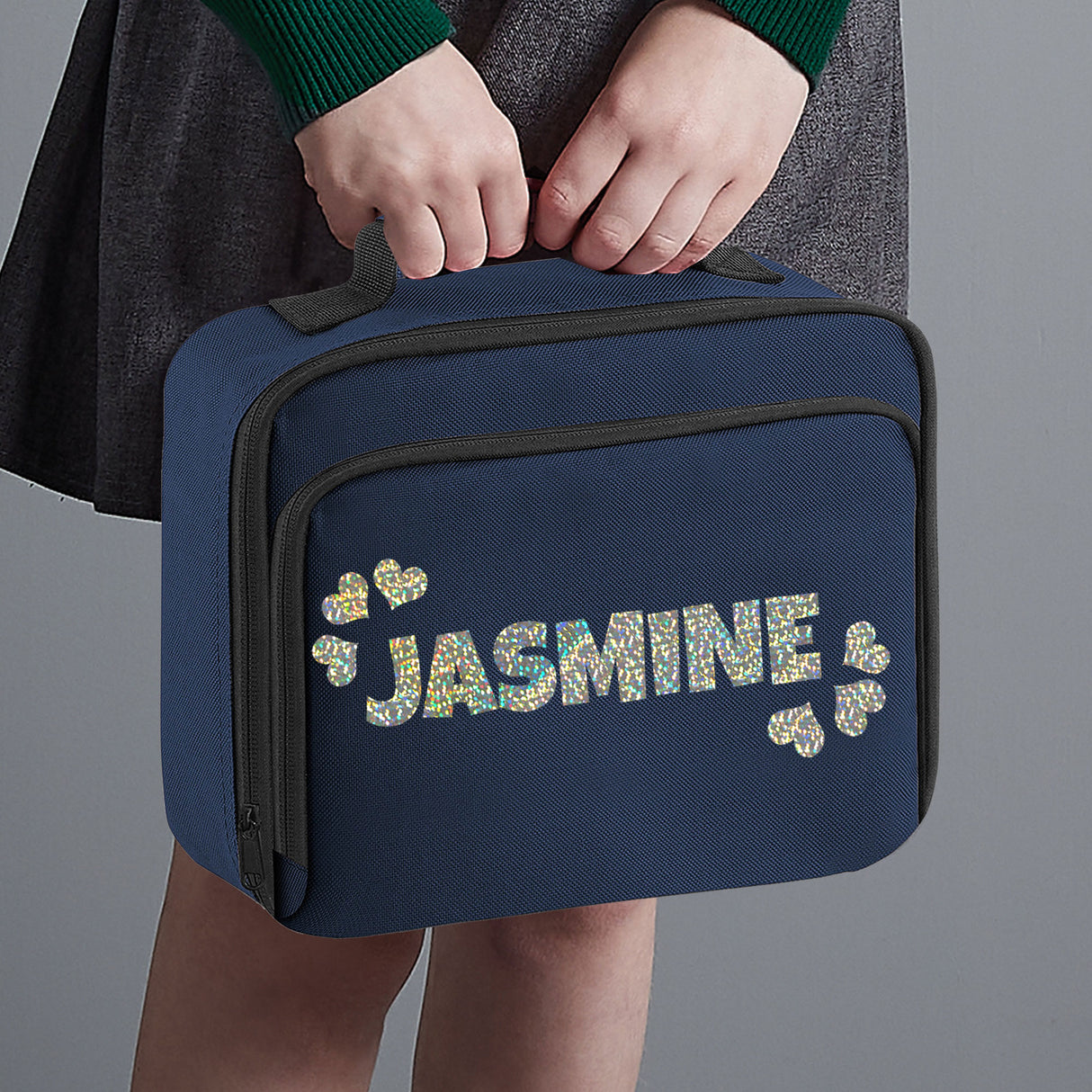 Personalised Lunch Bag with Name & Hearts Childs School Lunch Box - Always Looking Good -