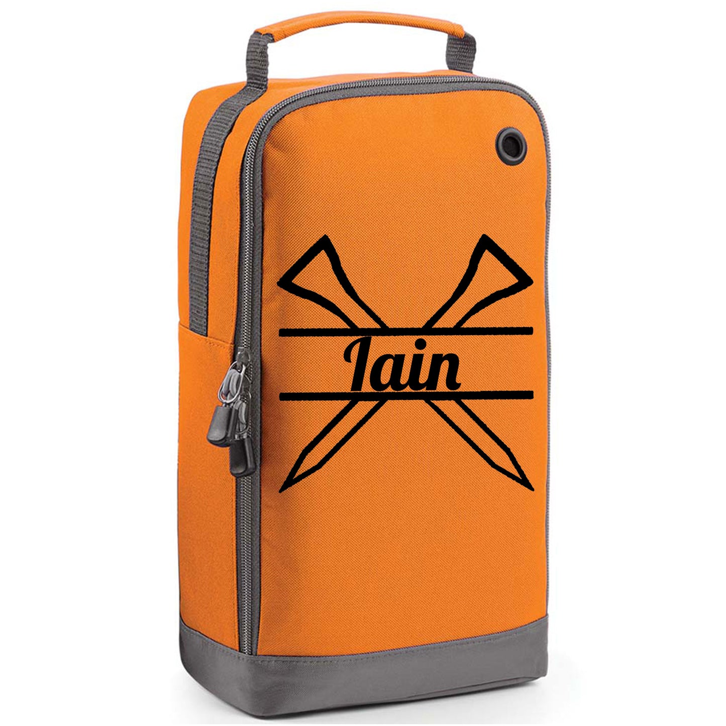 Personalised Golf Shoe Bag with Crossed Tees & Name or Initials - Always Looking Good - Orange