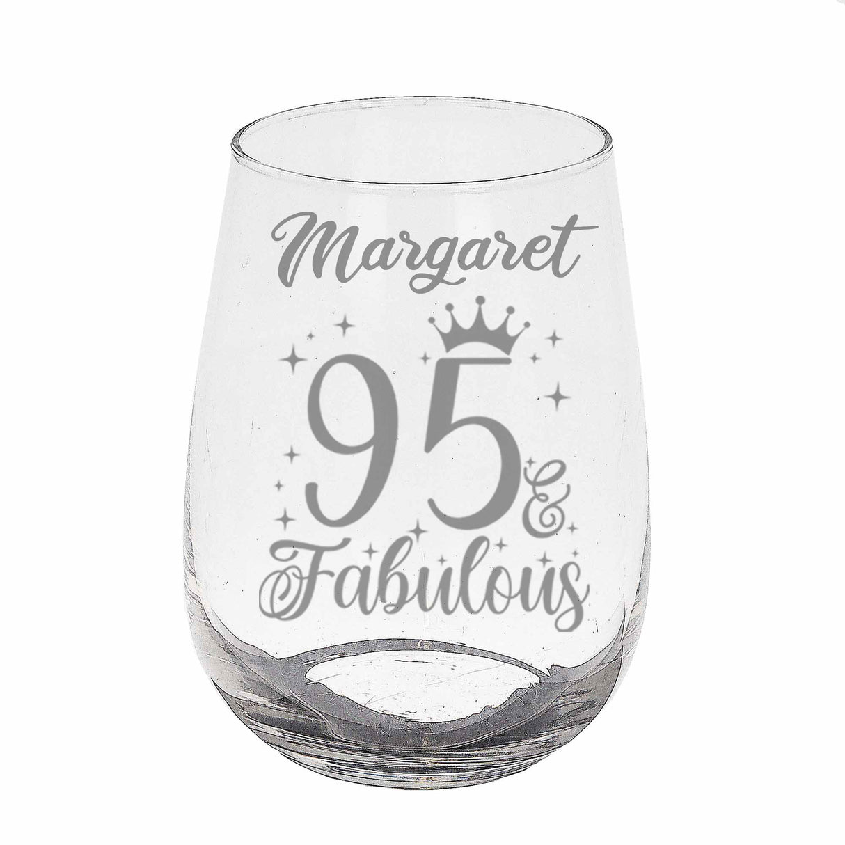 Age and Fabulous Engraved Stemless Gin Glass – Milestone Birthday Gift (18–100)