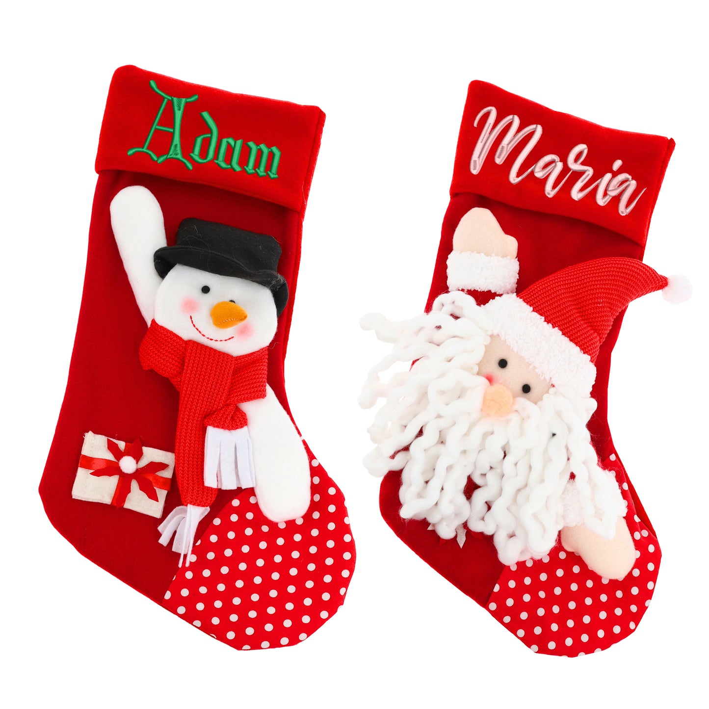 Embroidered Personalised 3D Christmas Stocking With Santa Or Snowman - Always Looking Good -