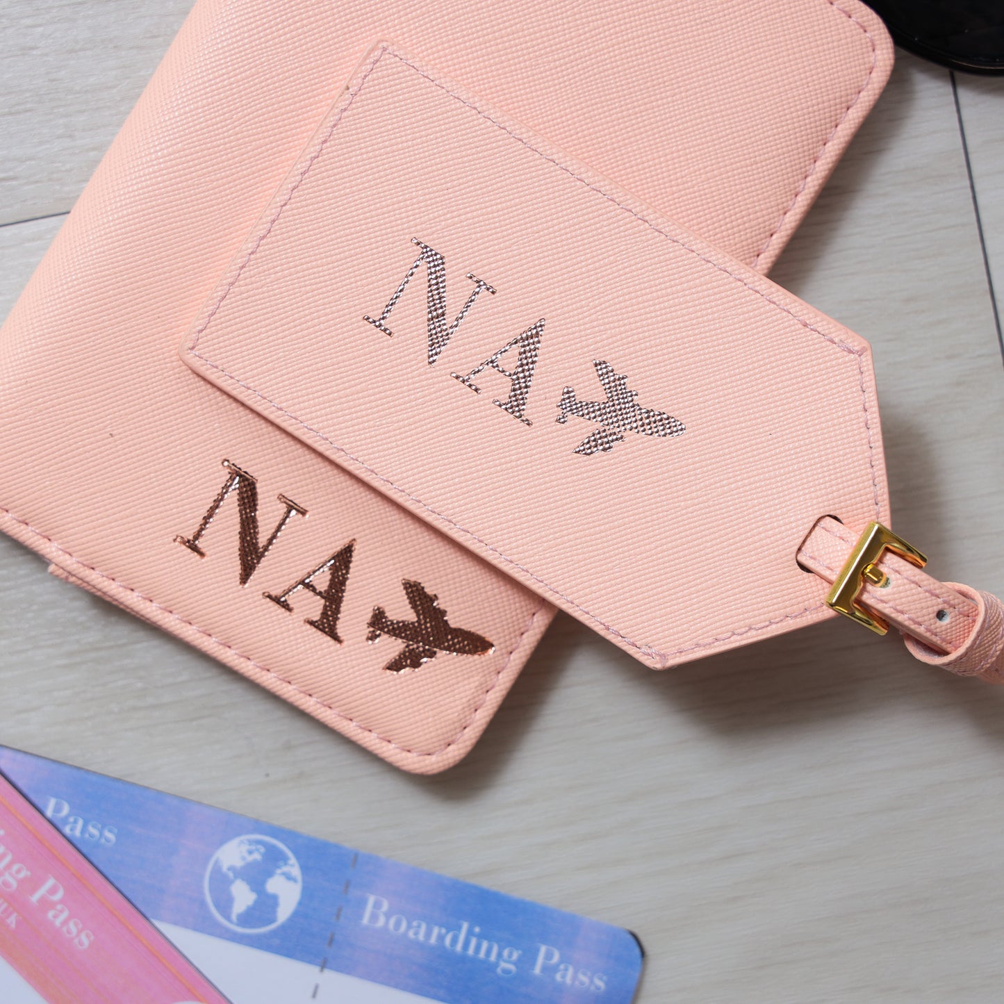 Pink Personalised Passport Covers and Luggage Tag Set  - Always Looking Good -   