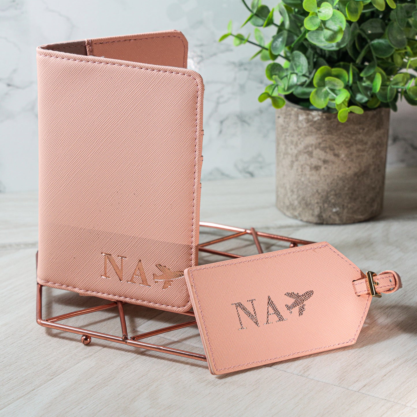 Pink Personalised Passport Covers and Luggage Tag Set  - Always Looking Good -   