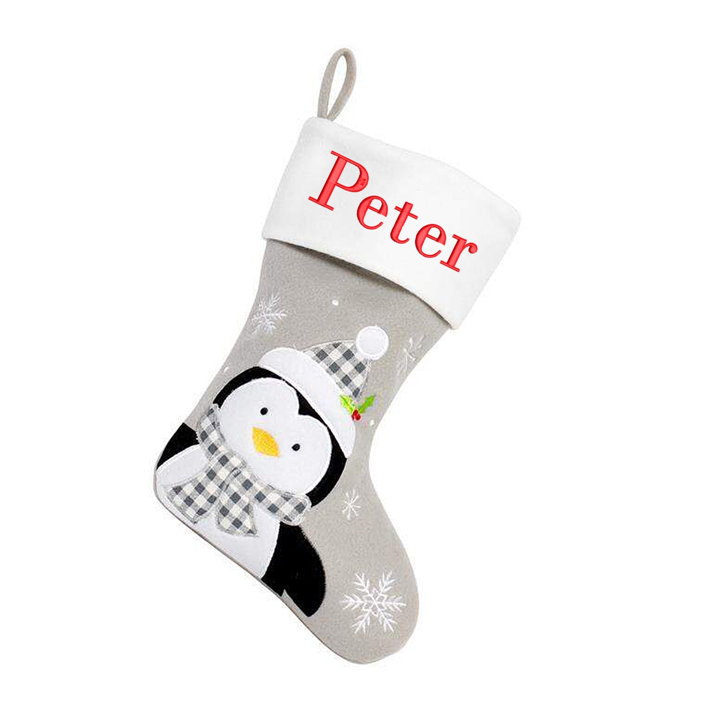 Personalised Embroidered Grey Christmas Santa Stocking with Name - Always Looking Good -