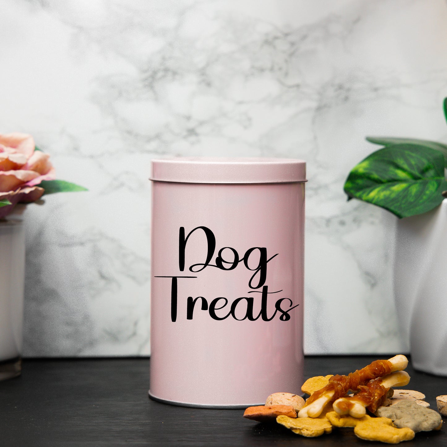 Personalised Dog Treat Storage Tin Gift  - Always Looking Good - Pink  