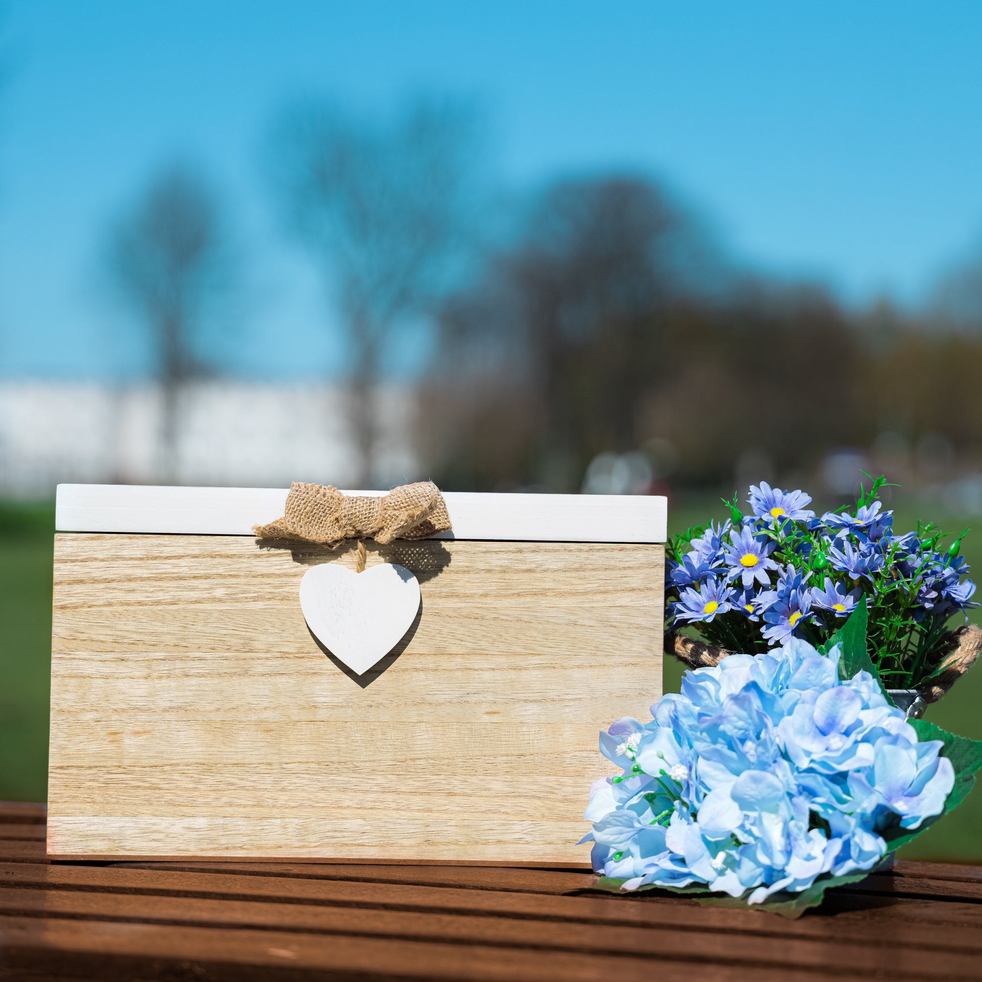 Blank Wedding or Party Card White & Wooden Memory PostBox Craft Create your Own  - Always Looking Good -