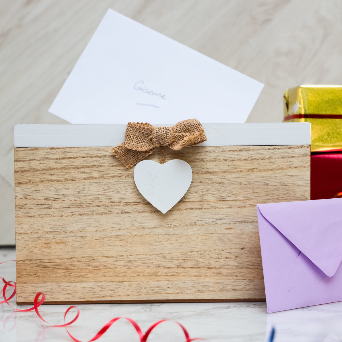 Blank Wedding or Party Card White & Wooden Memory PostBox Craft Create your Own - Always Looking Good -