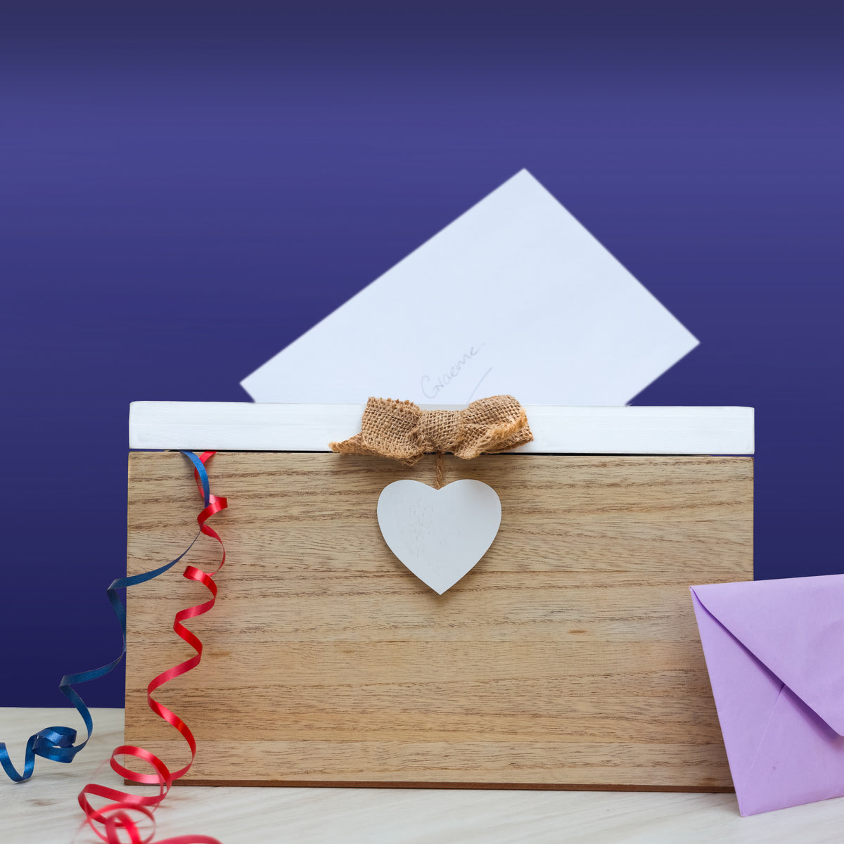 Blank Wedding Card Box – White & Wooden Memory PostBox for Crafting - Always Looking Good -