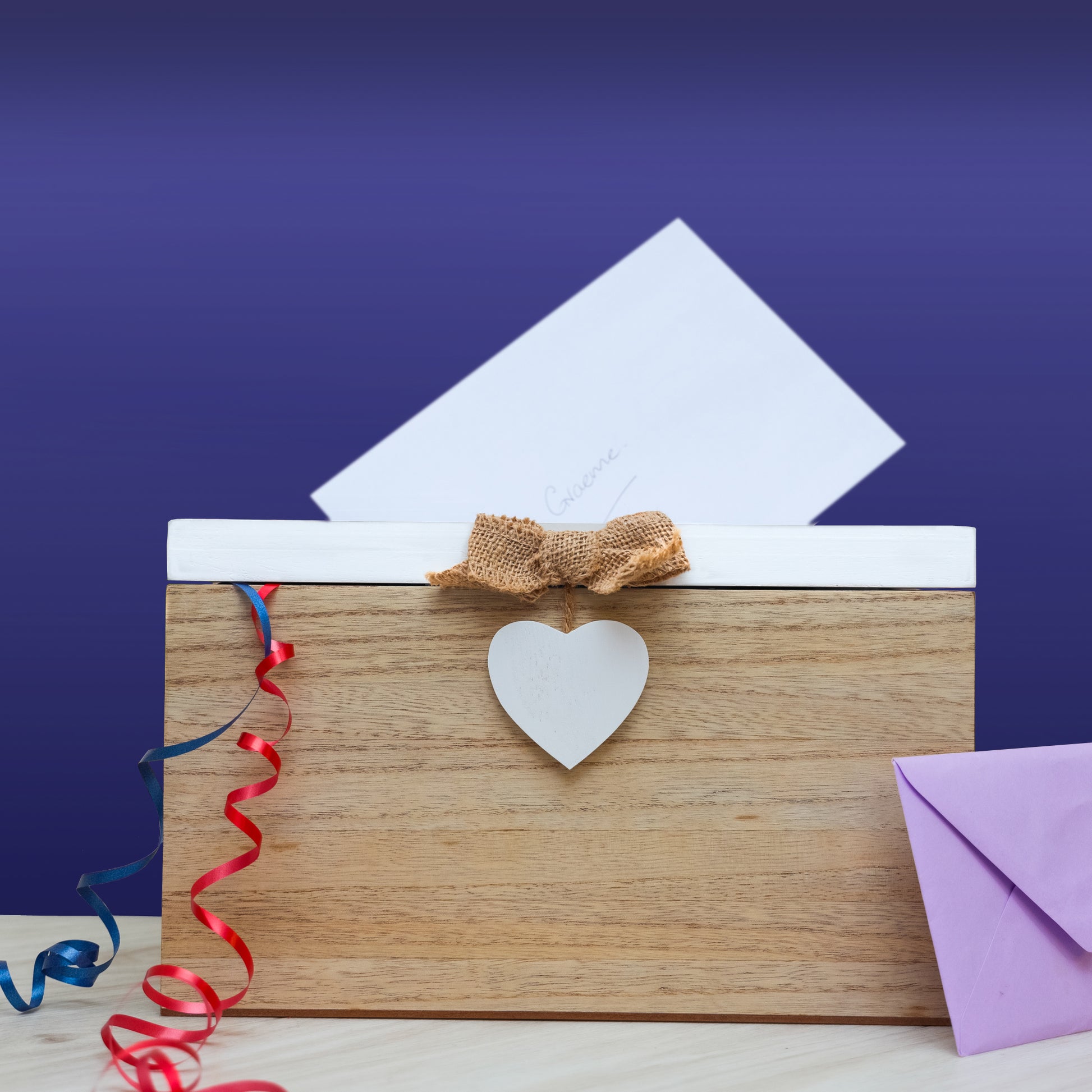 Blank Wedding Card Box – White & Wooden Memory PostBox for Crafting  - Always Looking Good -