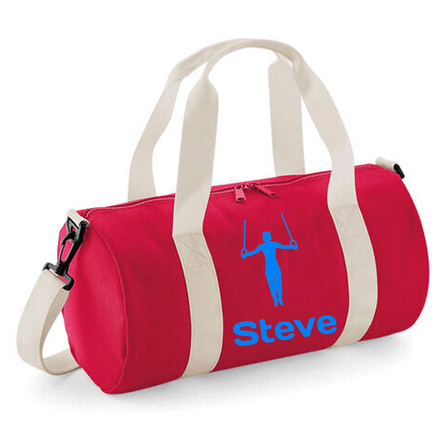 Personalised Gymnast Ring Design Barrel Sports Bag with Childs Name