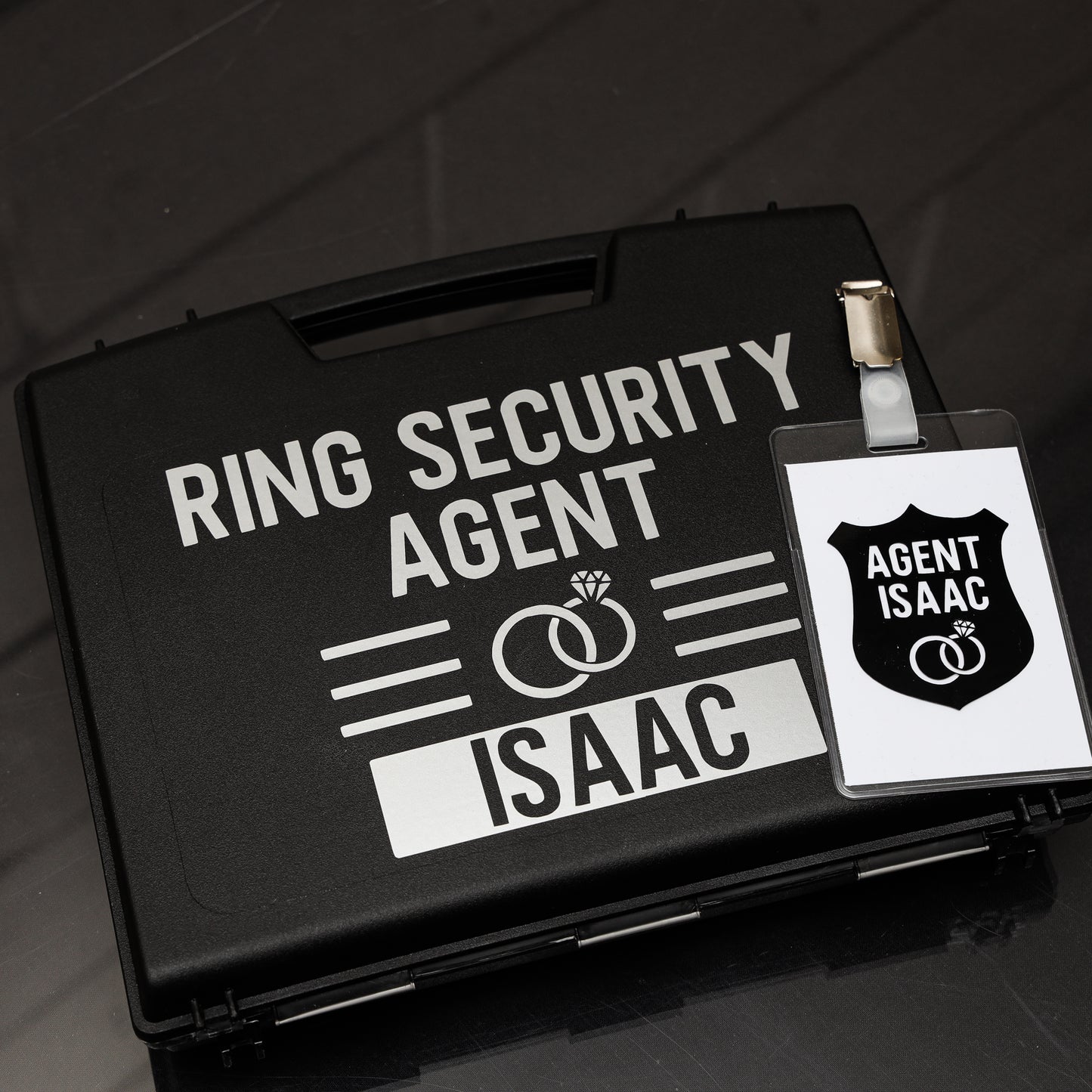Personalised Pageboy Ring Security Box Briefcase - Always Looking Good - Briefcase and security badge