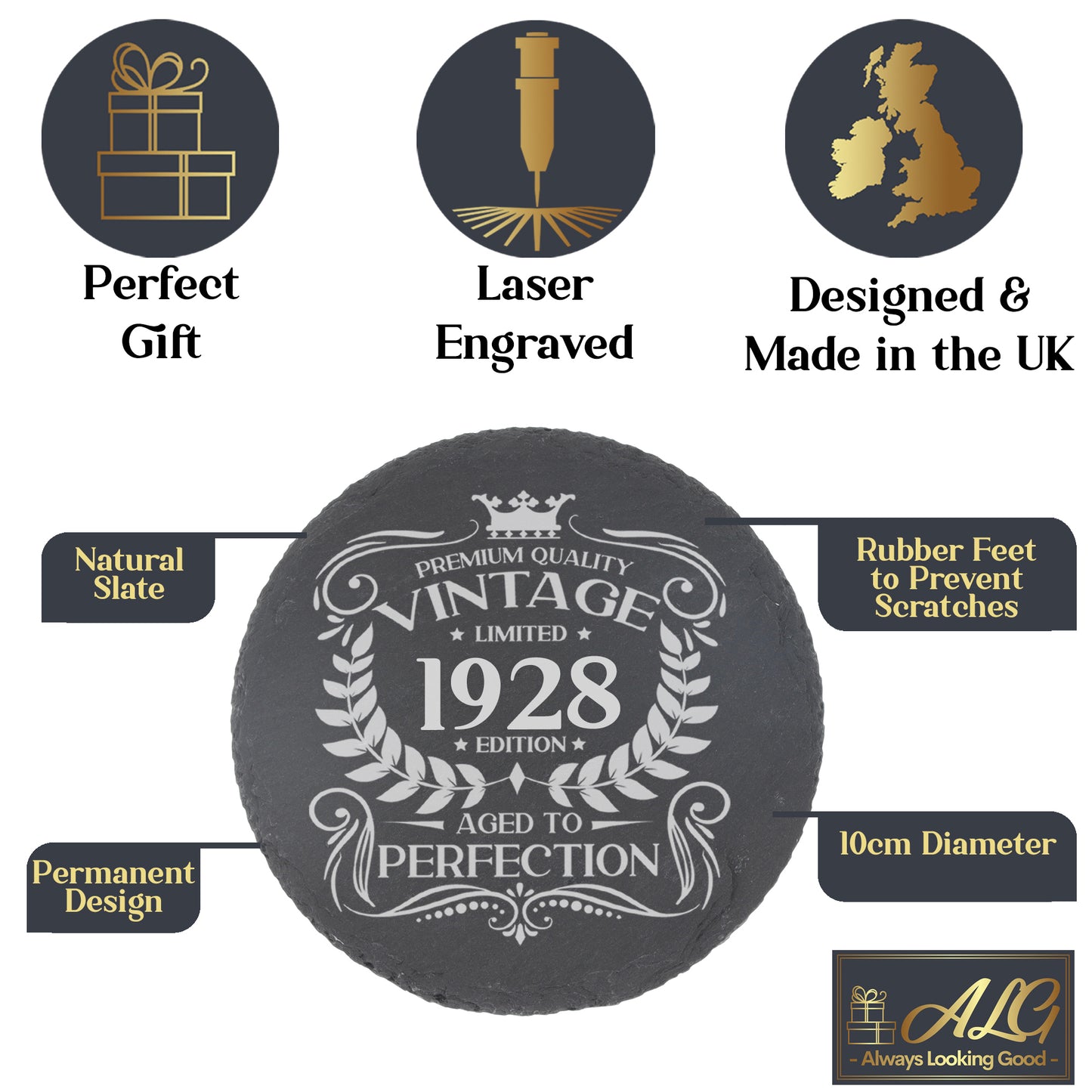 Personalised Vintage 1928 Mug and/or Coaster - Always Looking Good -