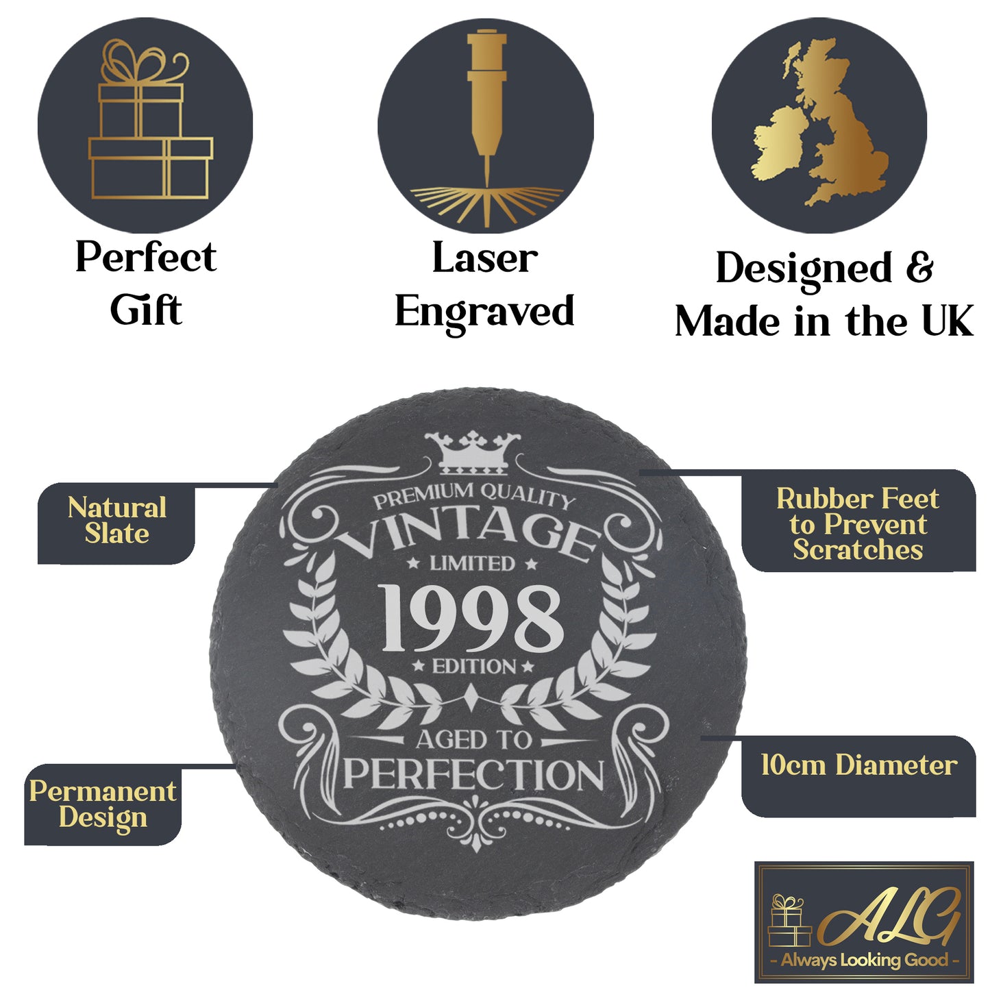 Personalised Vintage 1998 Mug and/or Coaster - Always Looking Good -