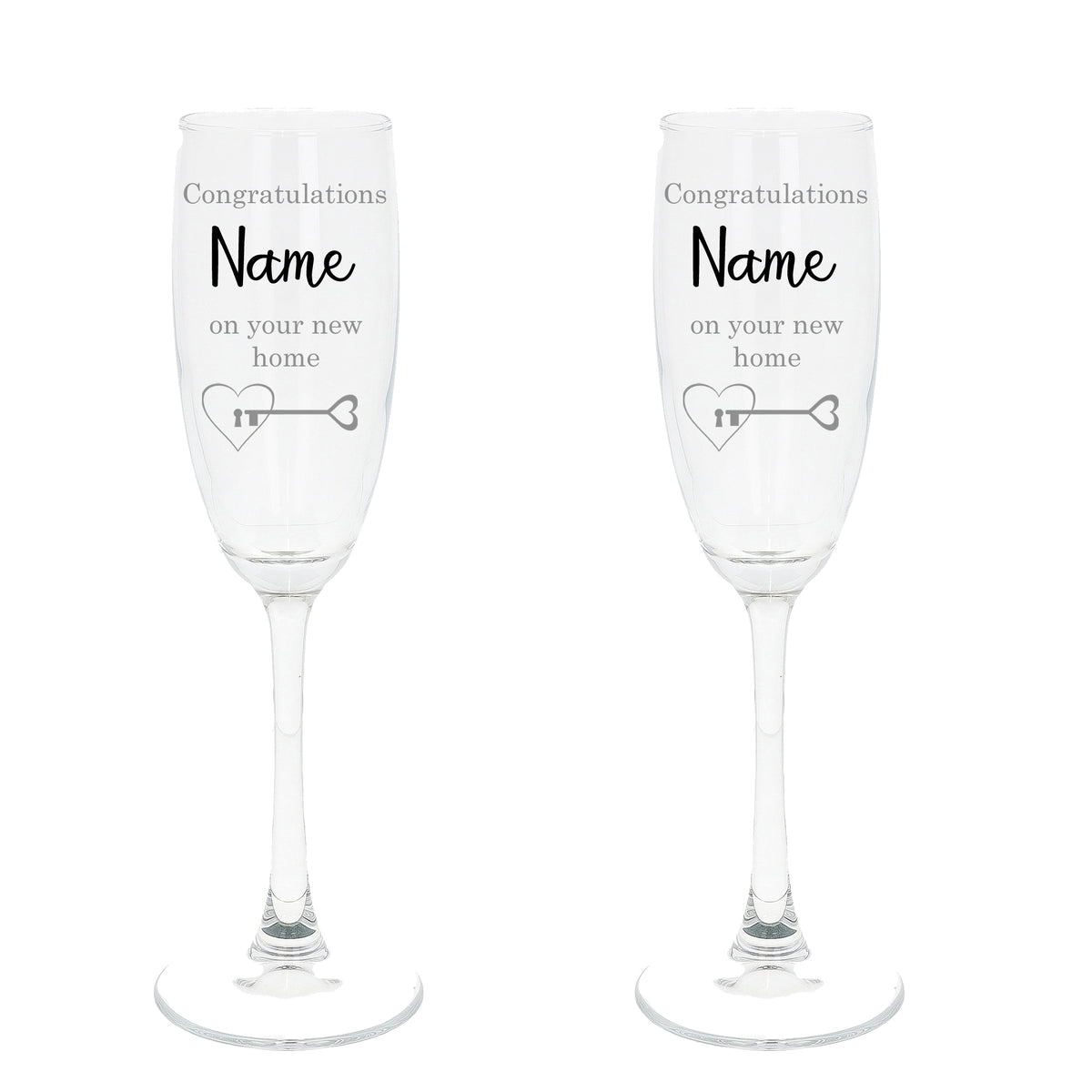 Personalised New Home Champagne Glasses – Set of 2