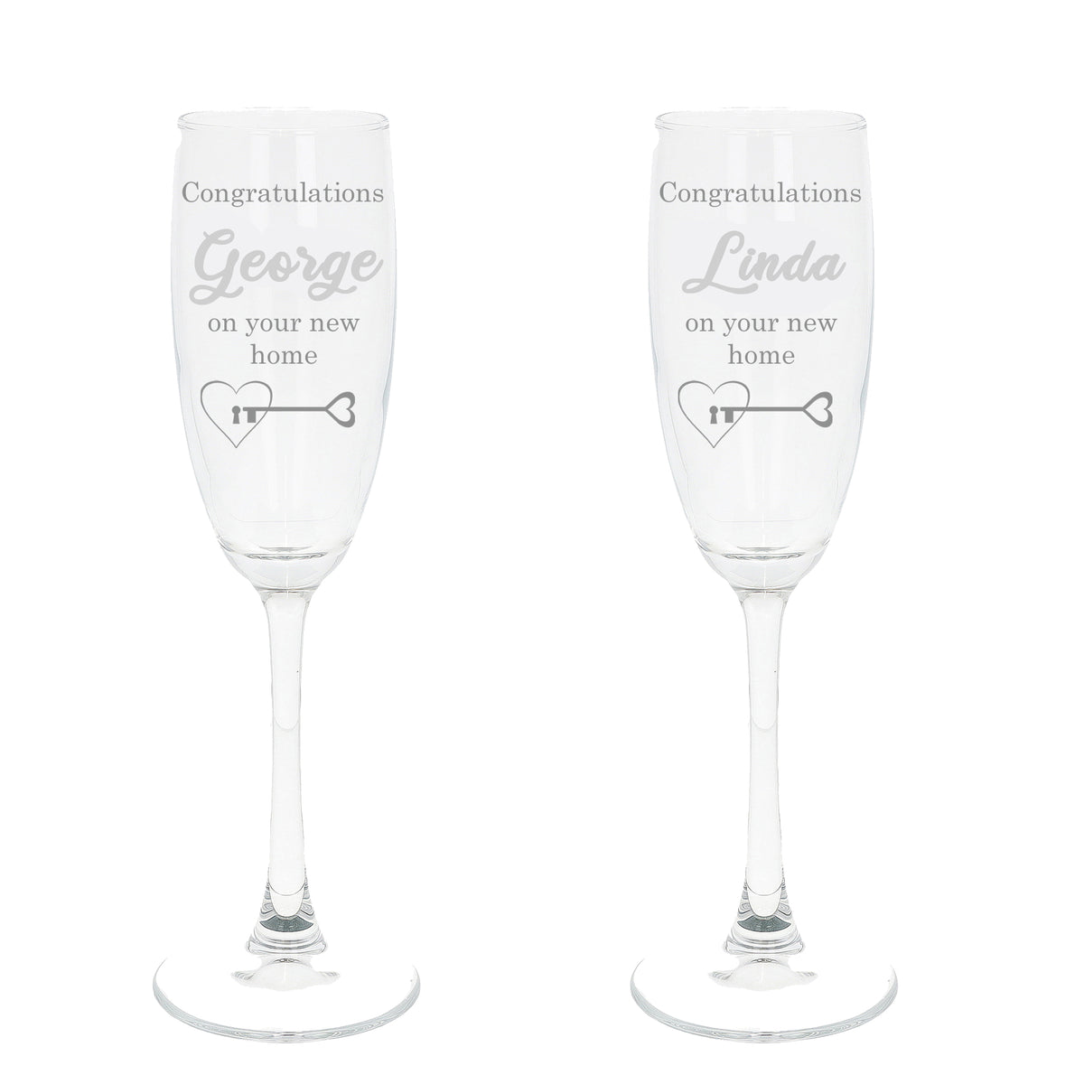 Personalised New Home Champagne Glasses – Set of 2