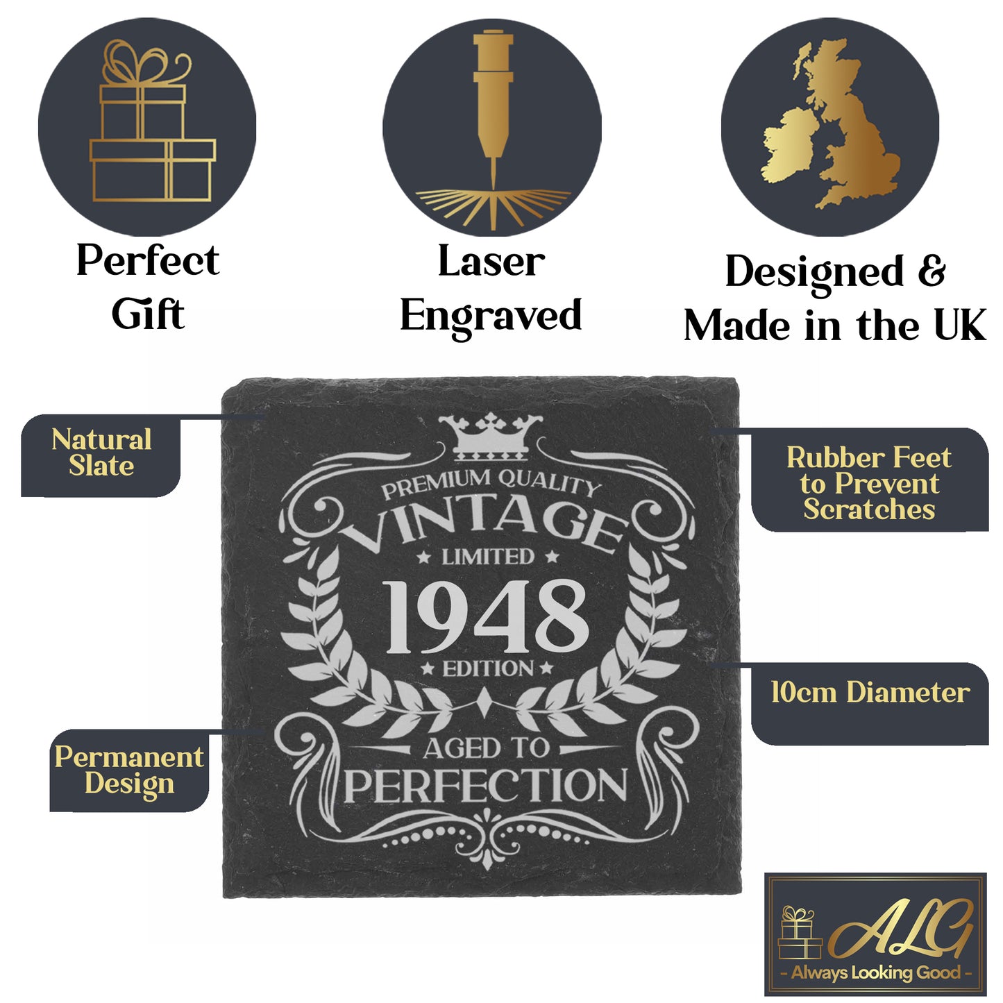 Personalised Vintage 1948 Mug and/or Coaster - Always Looking Good -