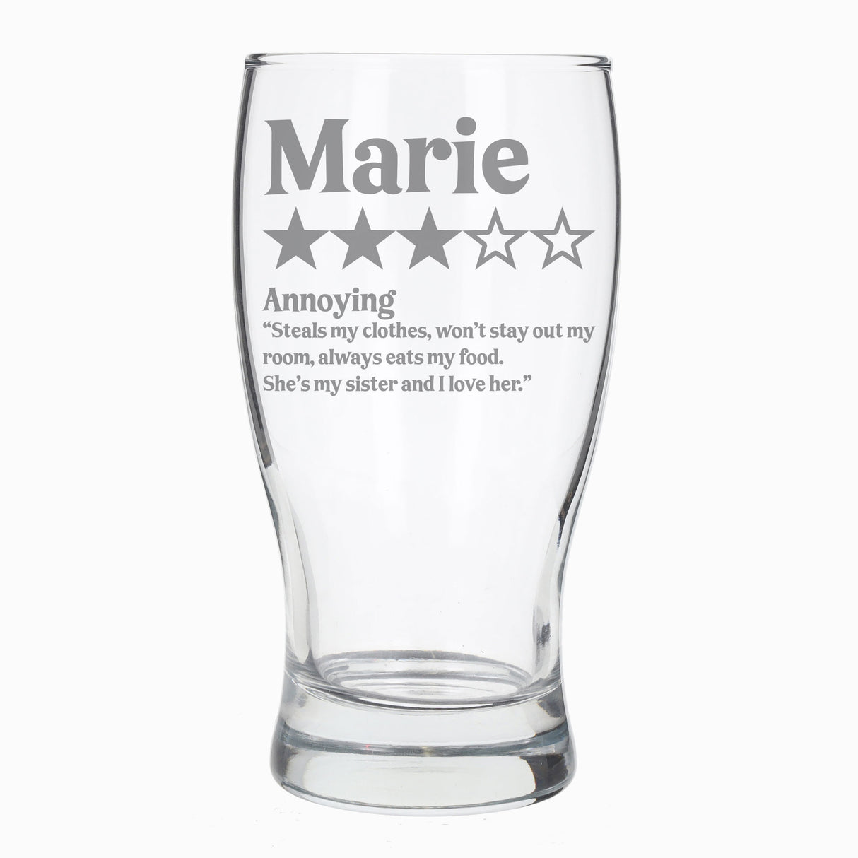Personalised Novelty 5 Star Review Engraved Pint Glass and/or Coaster Set - Always Looking Good - Pint Glass On Its Own
