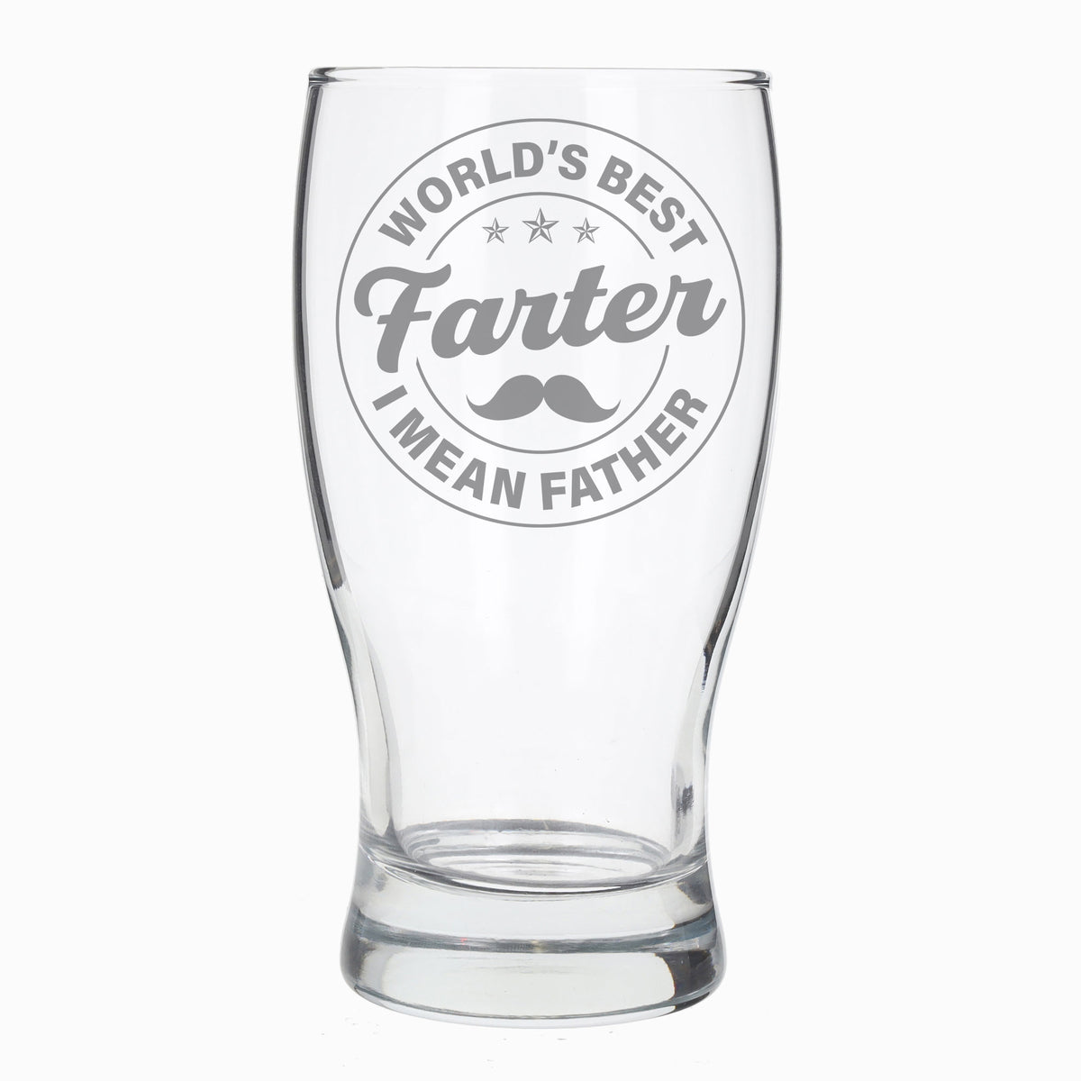Worlds Best Farter I Mean Father Engraved Beer Glass and/or Coaster Set - Always Looking Good - Circle Style Beer Glass Only