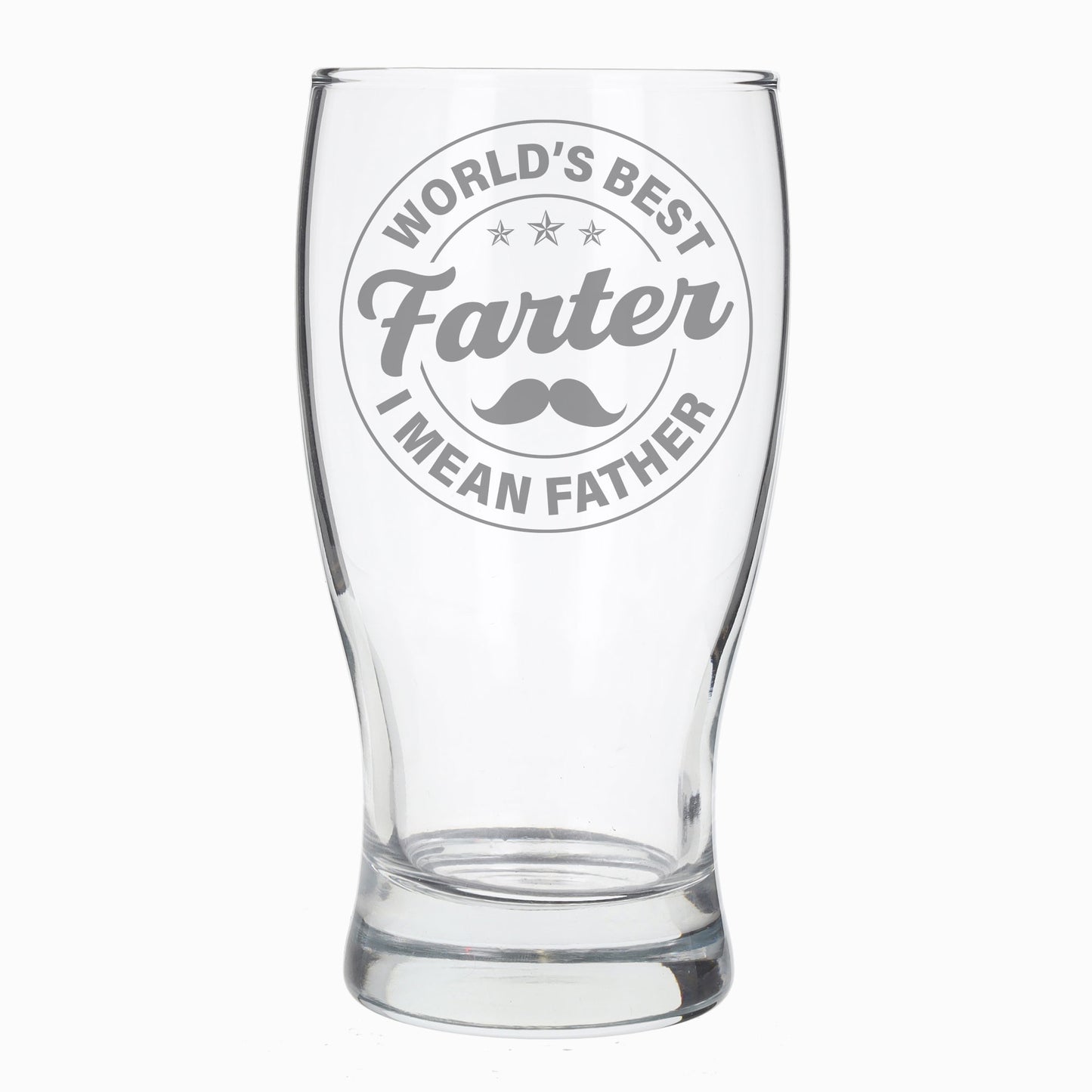Worlds Best Farter I Mean Father Engraved Beer Glass and/or Coaster Set - Always Looking Good - Circle Style Beer Glass Only