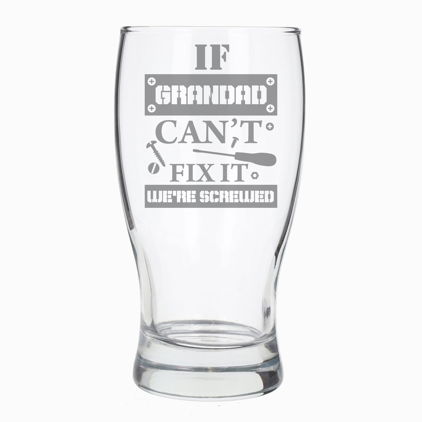 Engraved "If Grandad Can't Fix It We're Screwed" Pint Glass and/or Coaster Set  - Always Looking Good -   