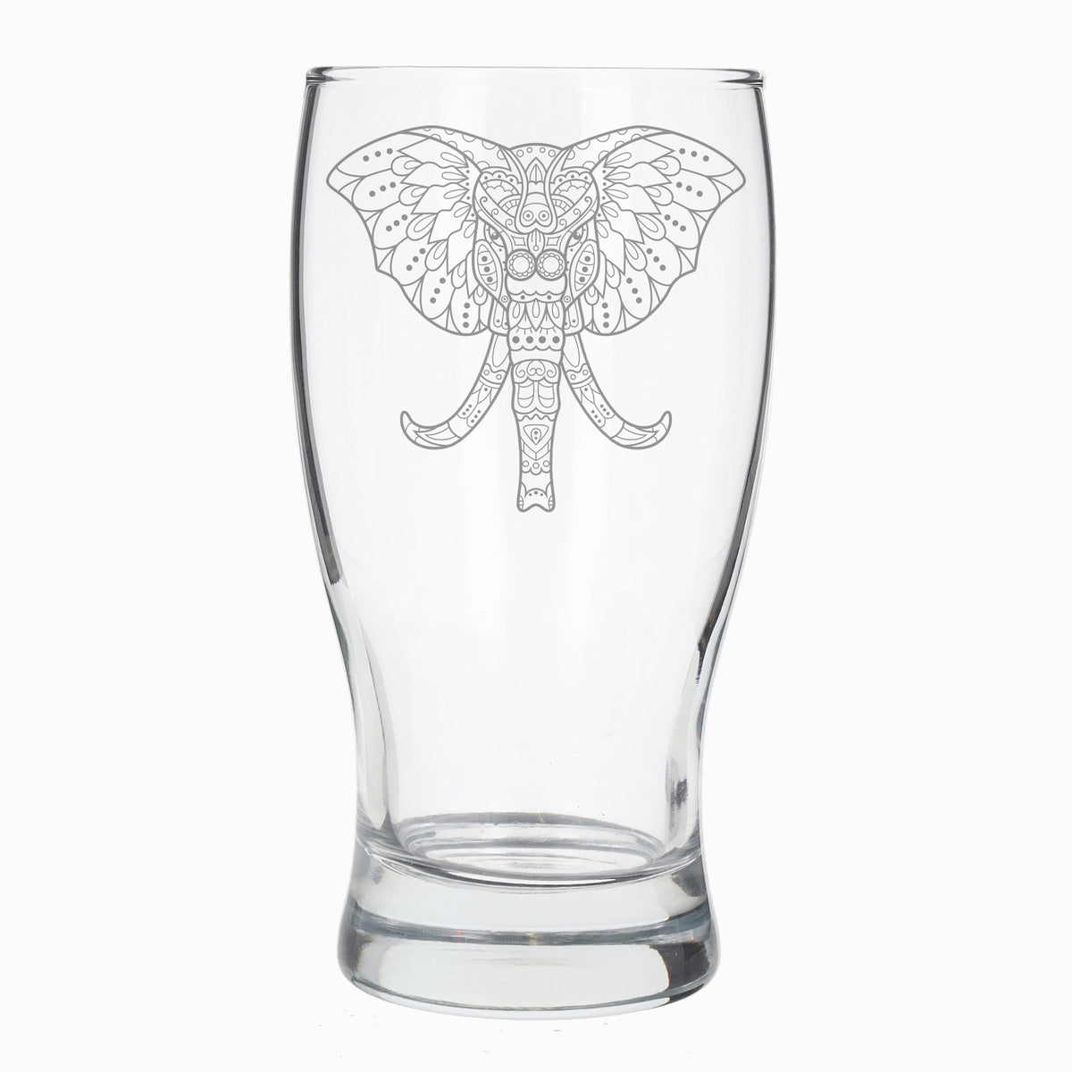 Elephant Mandala Engraved Beer Glass and/or Coaster Set - Always Looking Good - Beer Glass Only