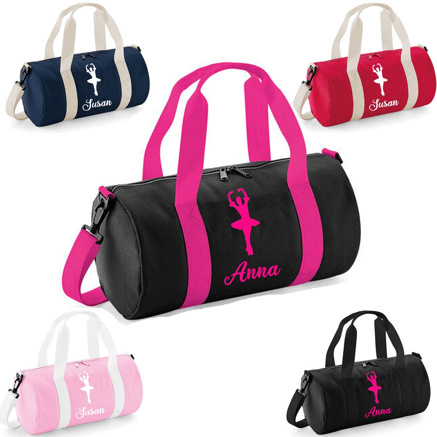 Personalised Ballerina Design Barrel Bag for Girls