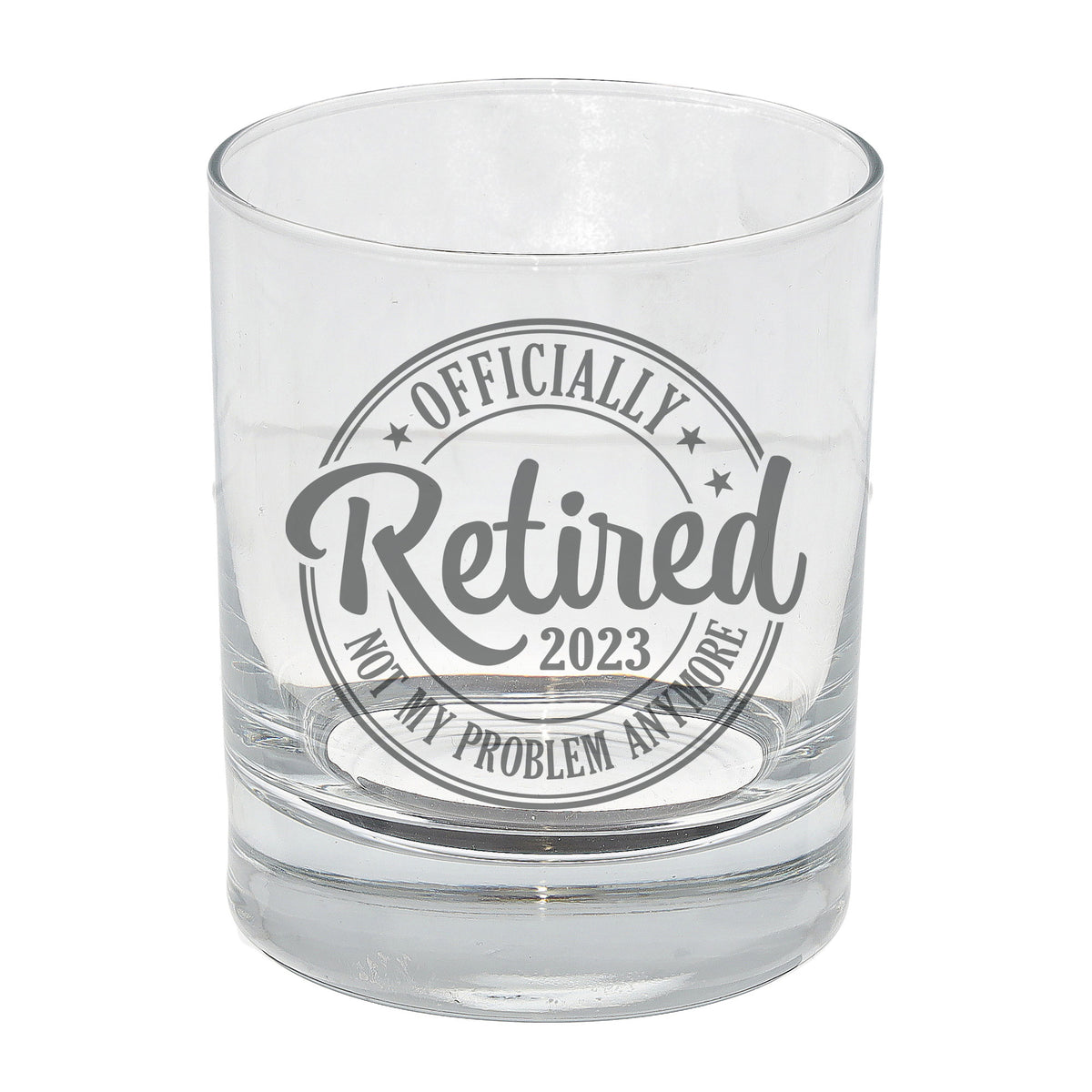 “Officially Retired” Engraved Retirement Whisky Glasses and/or Coaster Set - Always Looking Good -