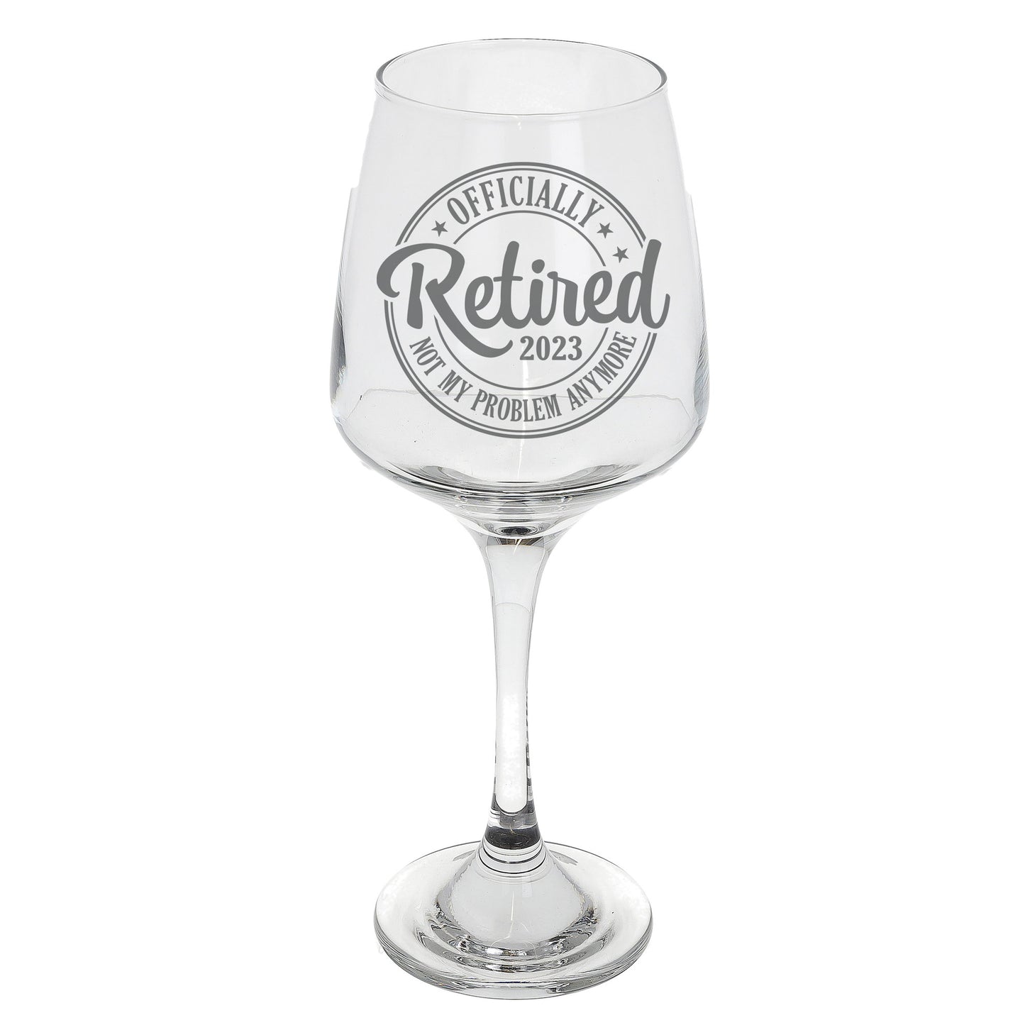 Officially Retired Engraved Wine Glass and/or Coaster Set - Always Looking Good - Wine Glass Only