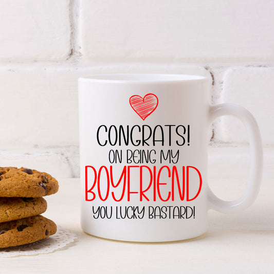 Congrats On Being My Boyfriend Ceramic Mug – Funny Gift for Him