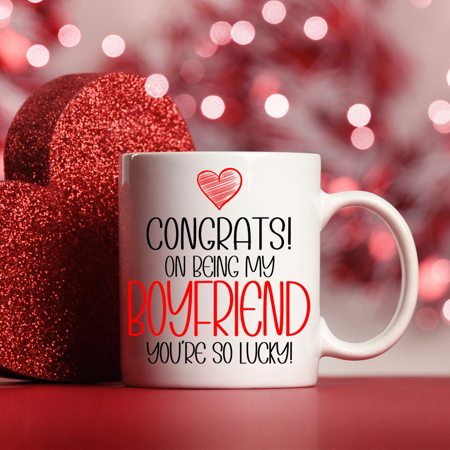 Funny friend Mug and/or Coaster Gift “Congrats On Being My Girlfriend / Boyfriend”