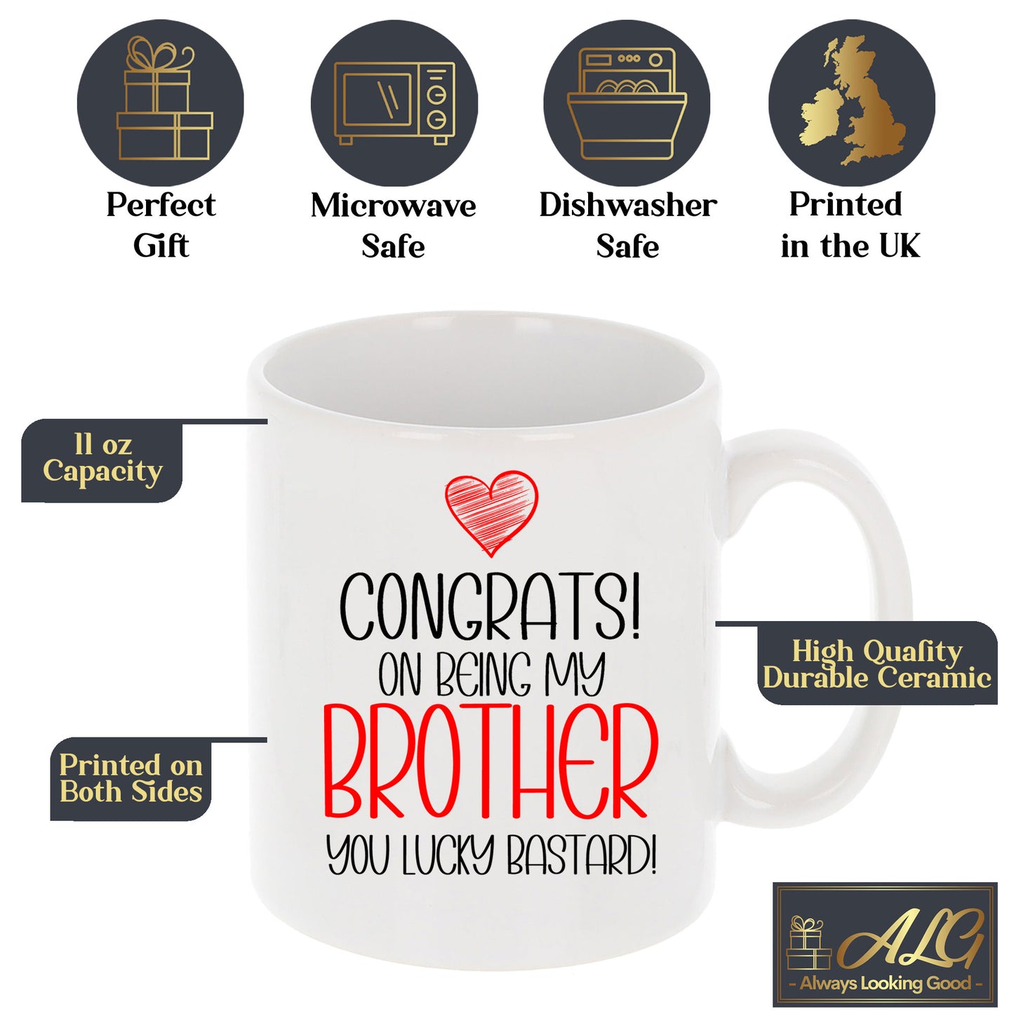 Funny Sibling Mug and/or Coaster Gift “Congrats On Being My Sister / Brother”