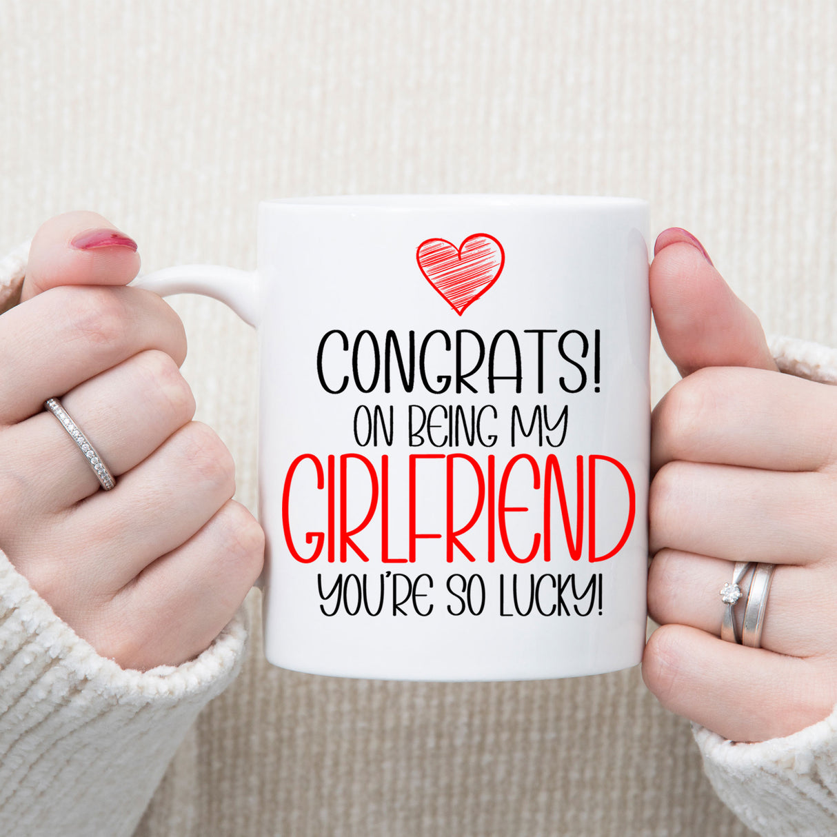 Congrats On Being My Girlfriend Mug and/or Coaster Gift - Always Looking Good - So Lucky Mug On Its Own