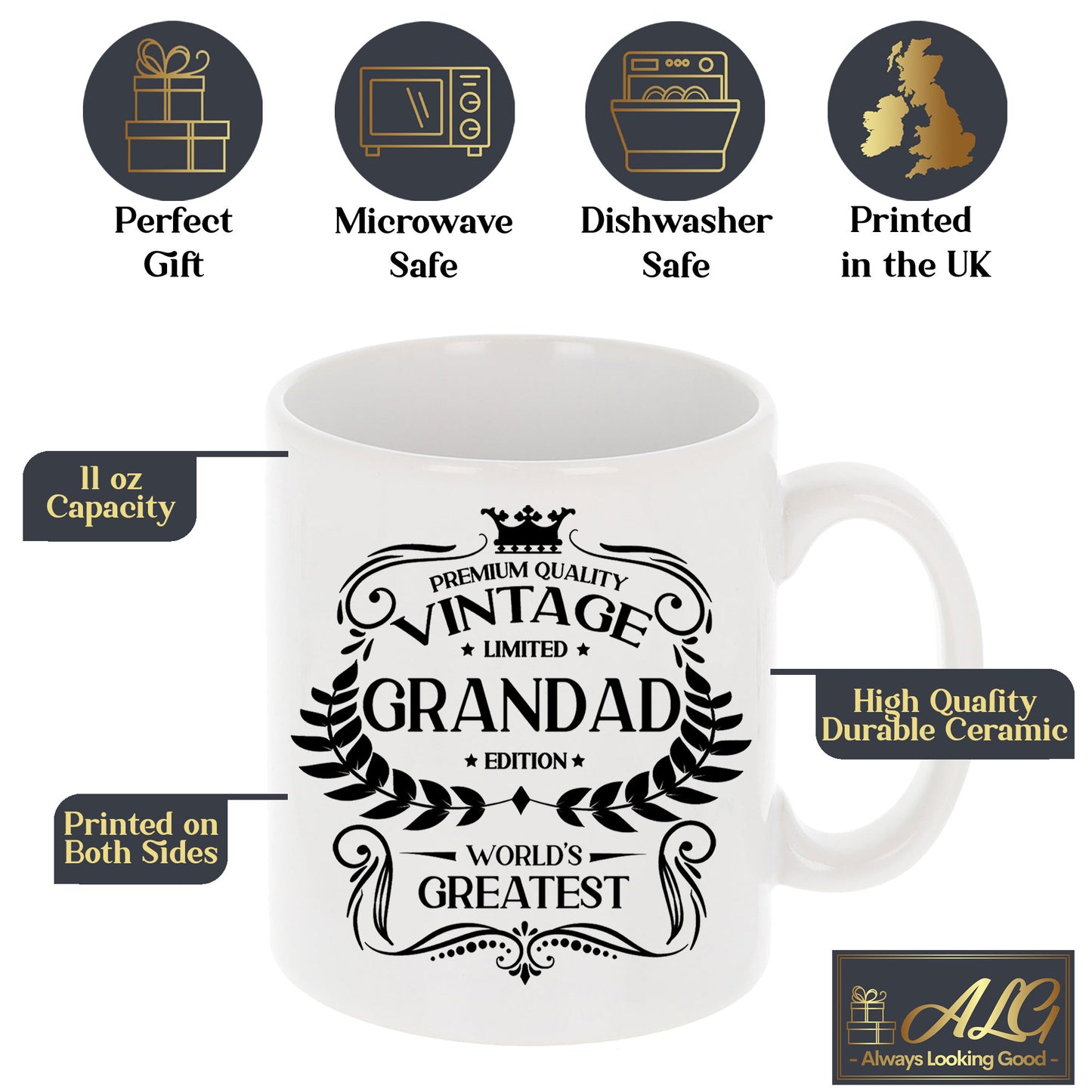 Vintage Worlds Greatest Grandad Mug and/or Coaster  - Always Looking Good -   