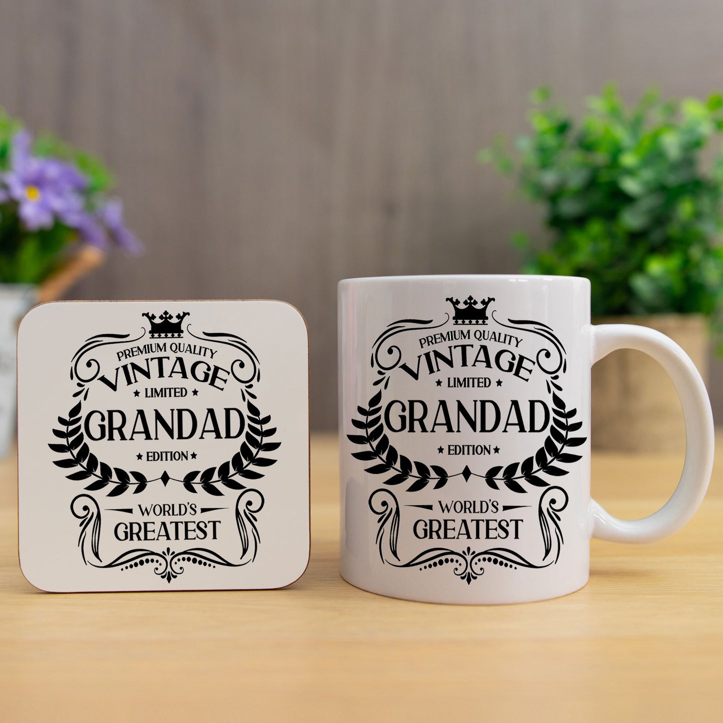 Vintage Worlds Greatest Grandad Mug and/or Coaster  - Always Looking Good - Mug & Printed Coaster Set  