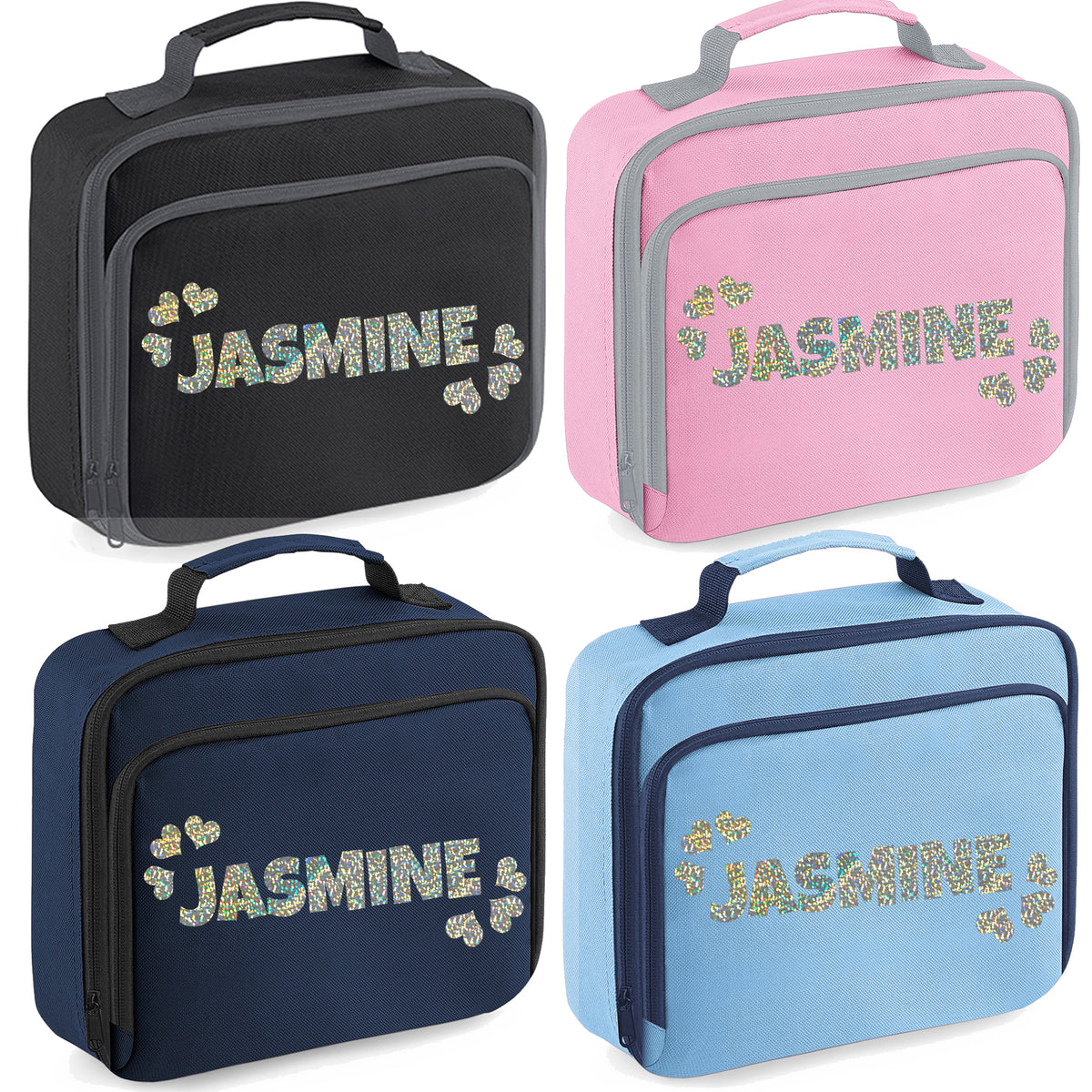 Personalised Lunch Bag with Name & Hearts Childs School Lunch Box - Always Looking Good -