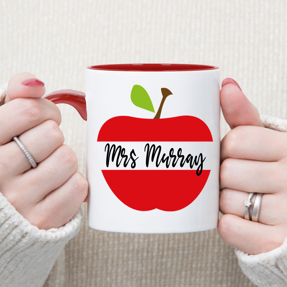 Personalised Teacher Thank You Ceramic Mug in Red – End of Term Gift