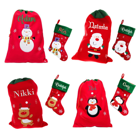 Personalised Embroidered Large Christmas Red Santa Sack and/or Stocking - Always Looking Good -