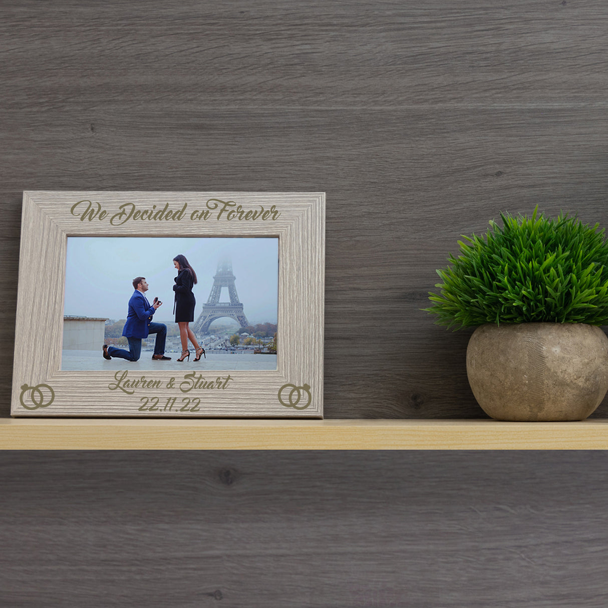 Personalised Wooden Engraved "We Decided on Forever" Engagement Picture Frame - Always Looking Good -