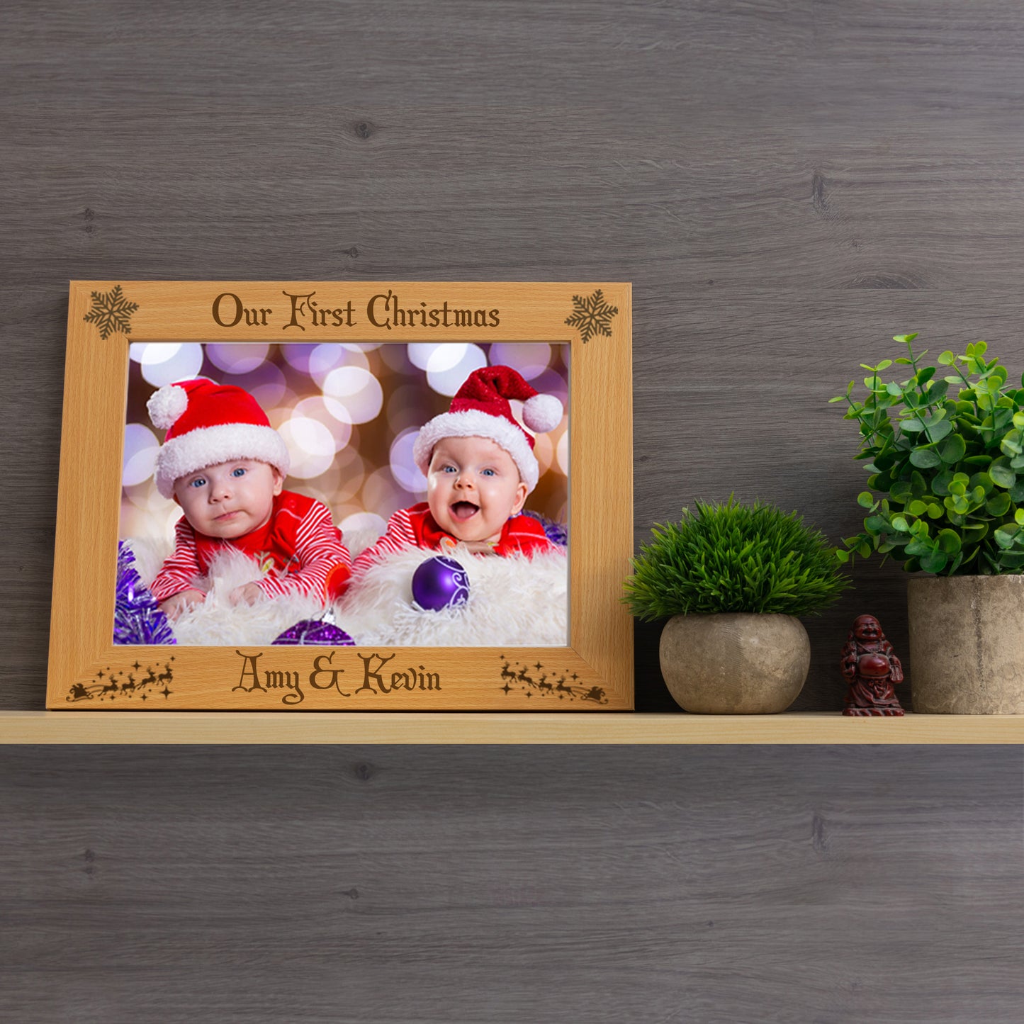 Personalised Engraved Our First Christmas Photo Frame For Twins / Couples  - Always Looking Good -   