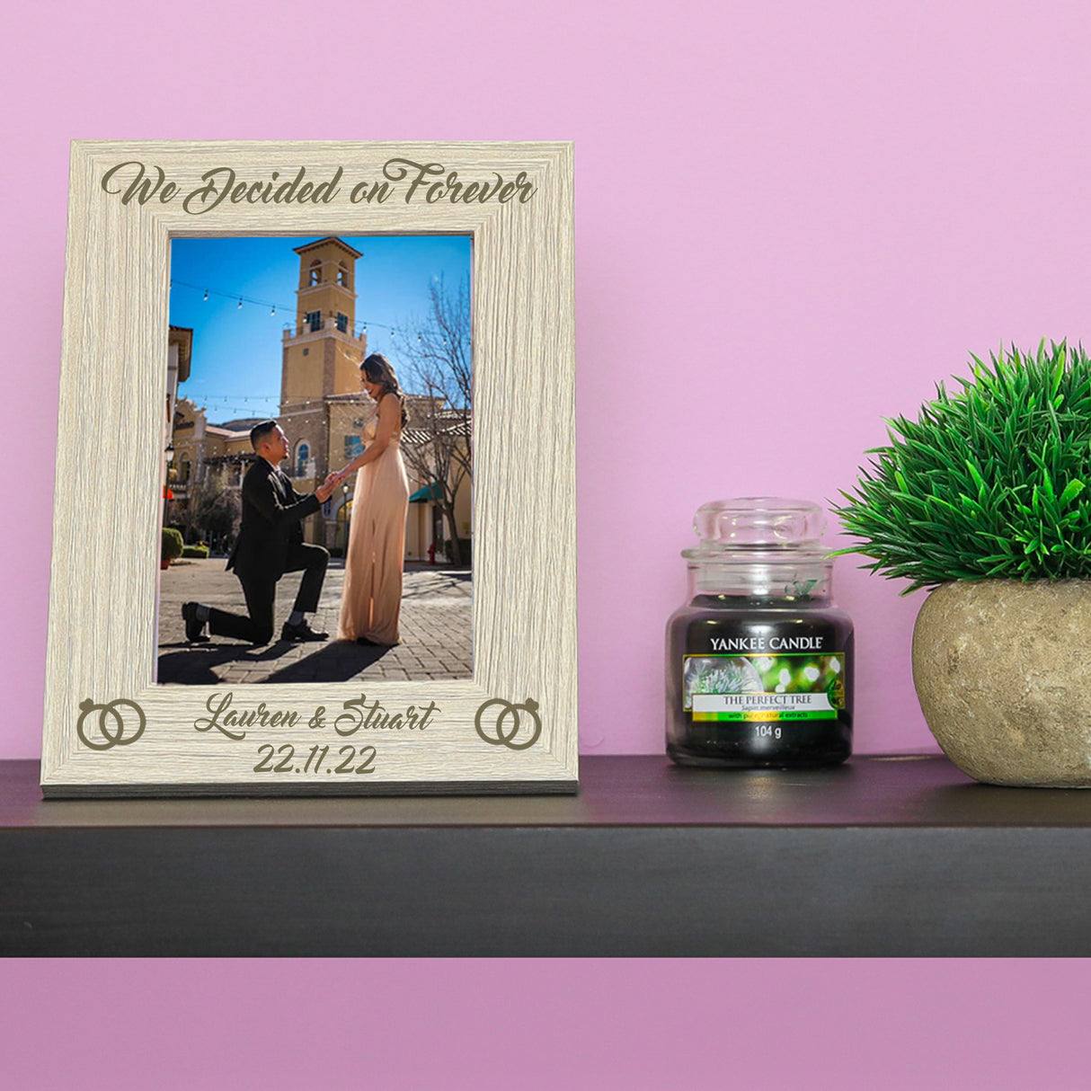 Personalised Wooden Engraved "We Decided on Forever" Engagement Picture Frame - Always Looking Good -