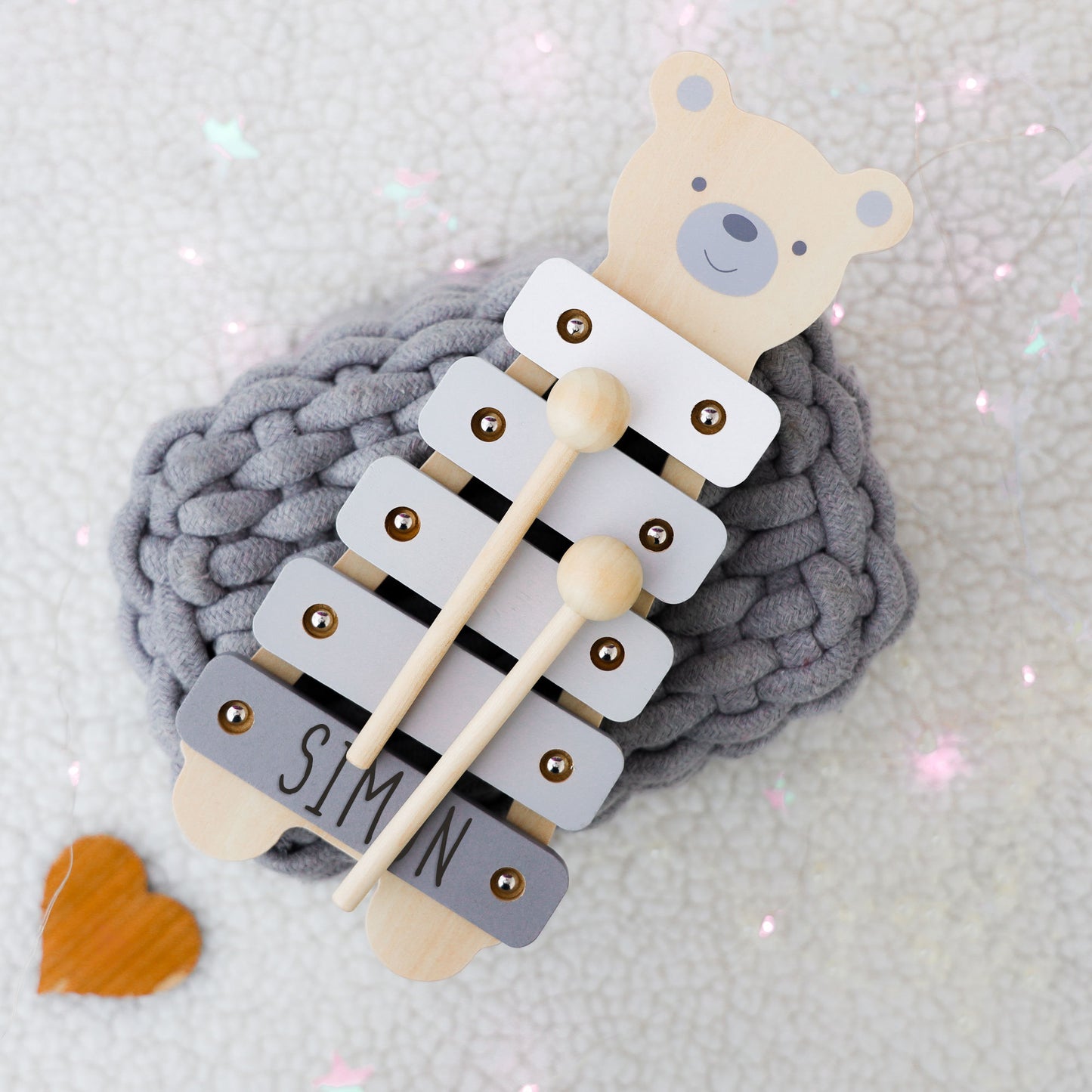 Personalised Engraved Wooden Teddy Bear Xylophone Baby & Toddler Toy  - Always Looking Good -   