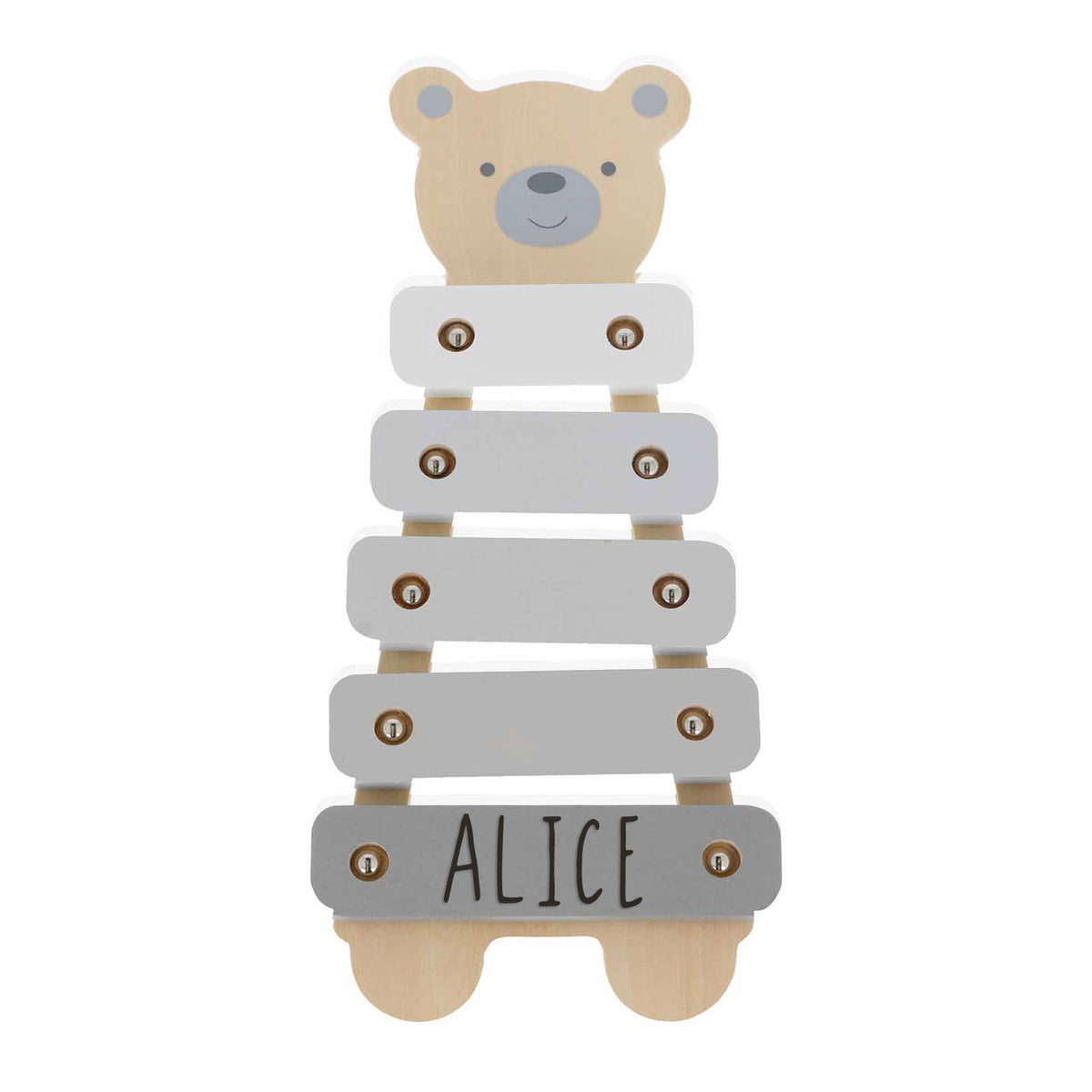Personalised Engraved Wooden Teddy Bear Xylophone Baby & Toddler Toy - Always Looking Good -